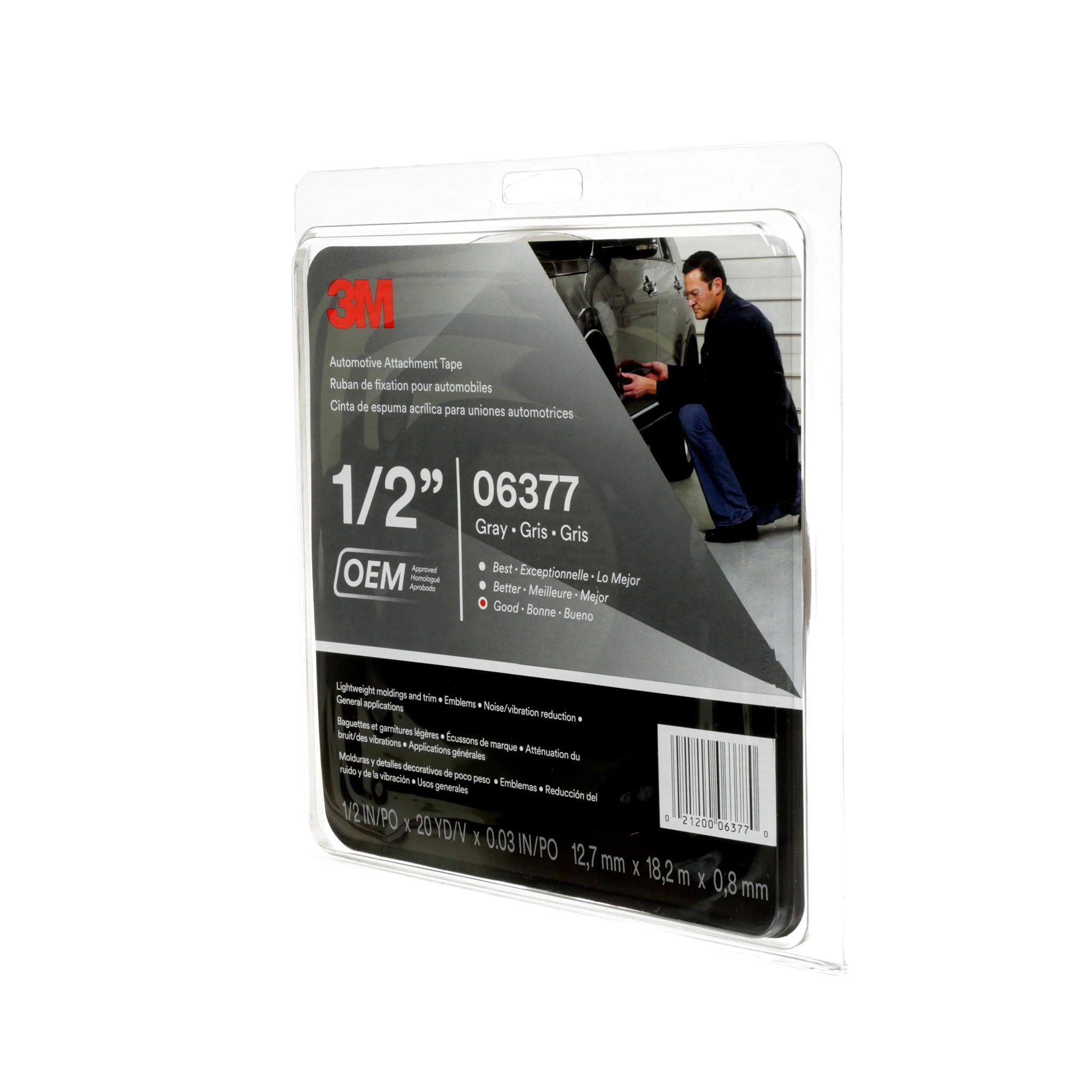 3M 06377 - Automotive Attachment Tape, 1/2" x 20yd