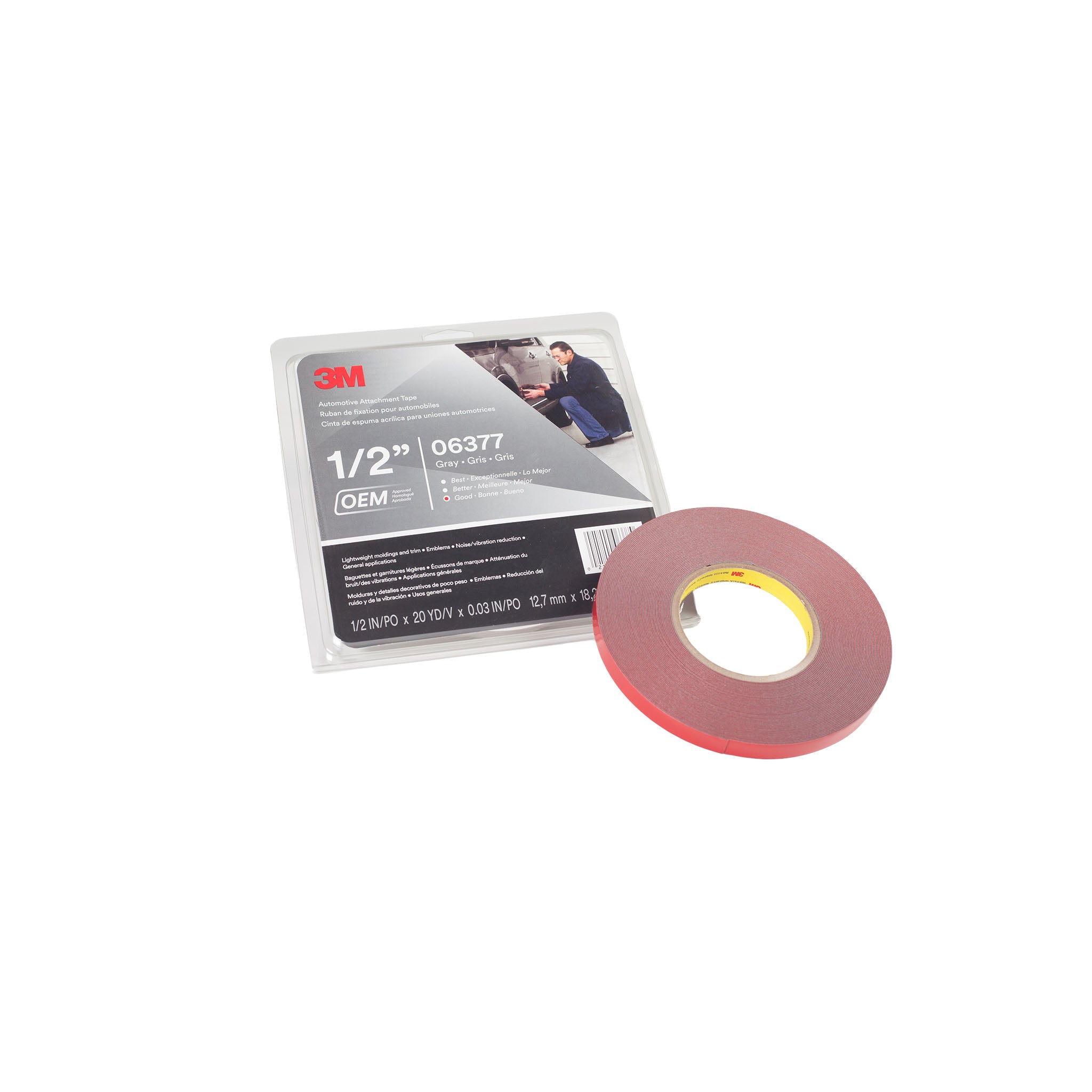3M 06377 - Automotive Attachment Tape, 1/2" x 20yd