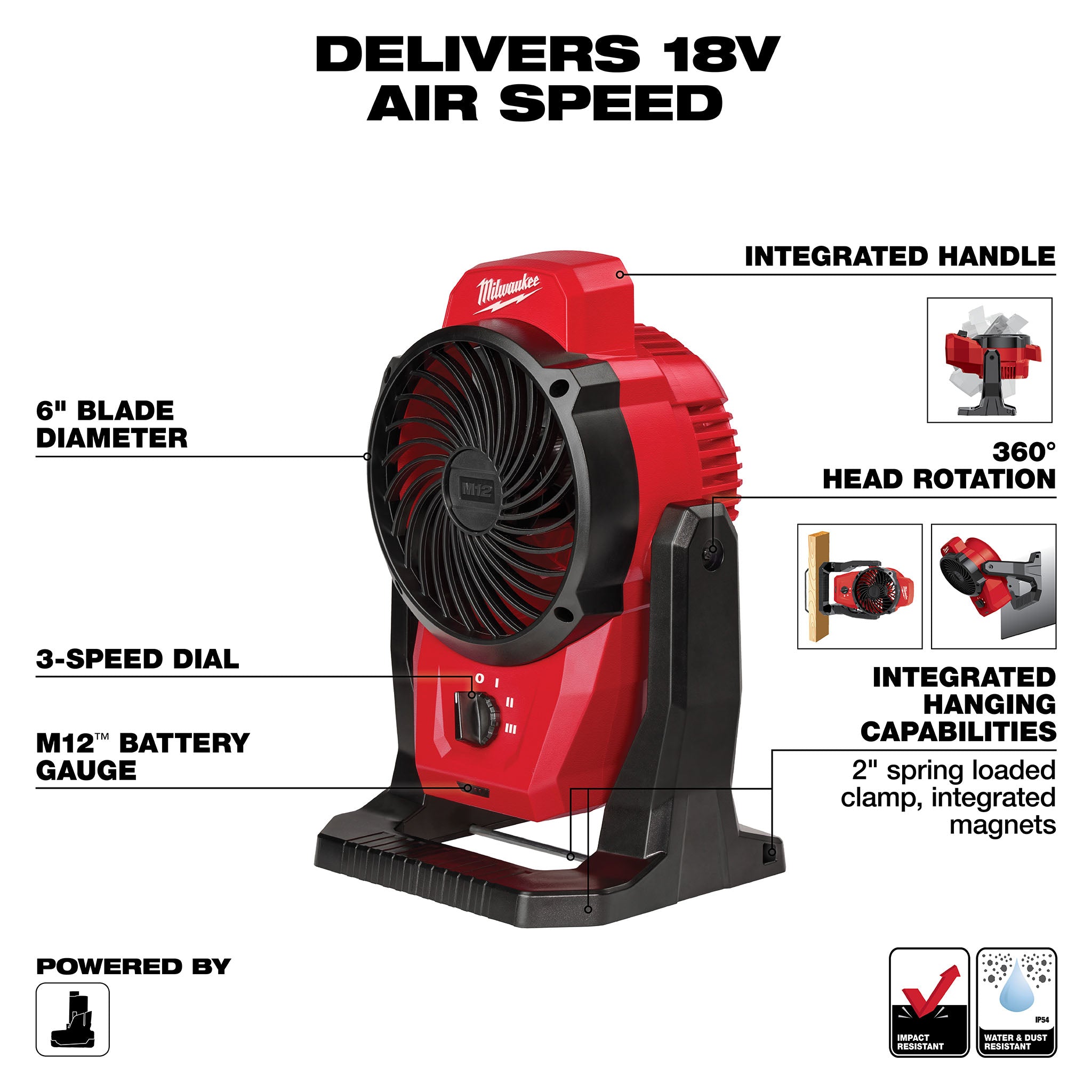 Milwaukee 0820-20 - M12 Mounting Fan (Tool Only)