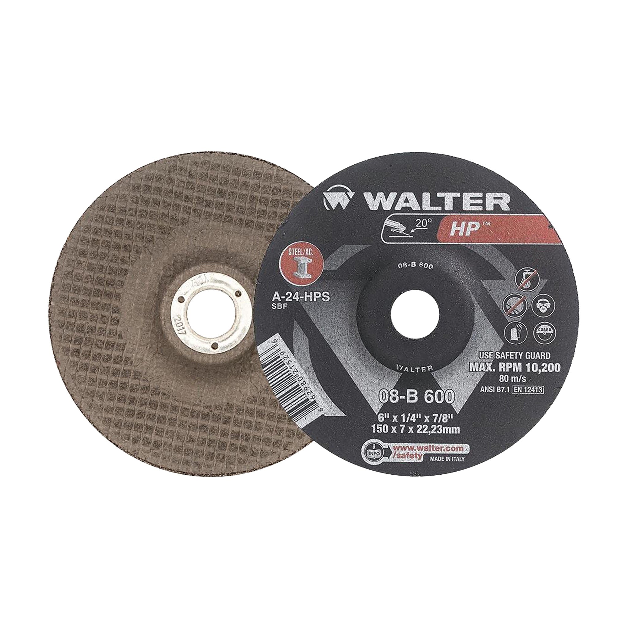 WALTER 08B410 - HP Grinding Wheels, 4" A-24-HPS (25-Pack)