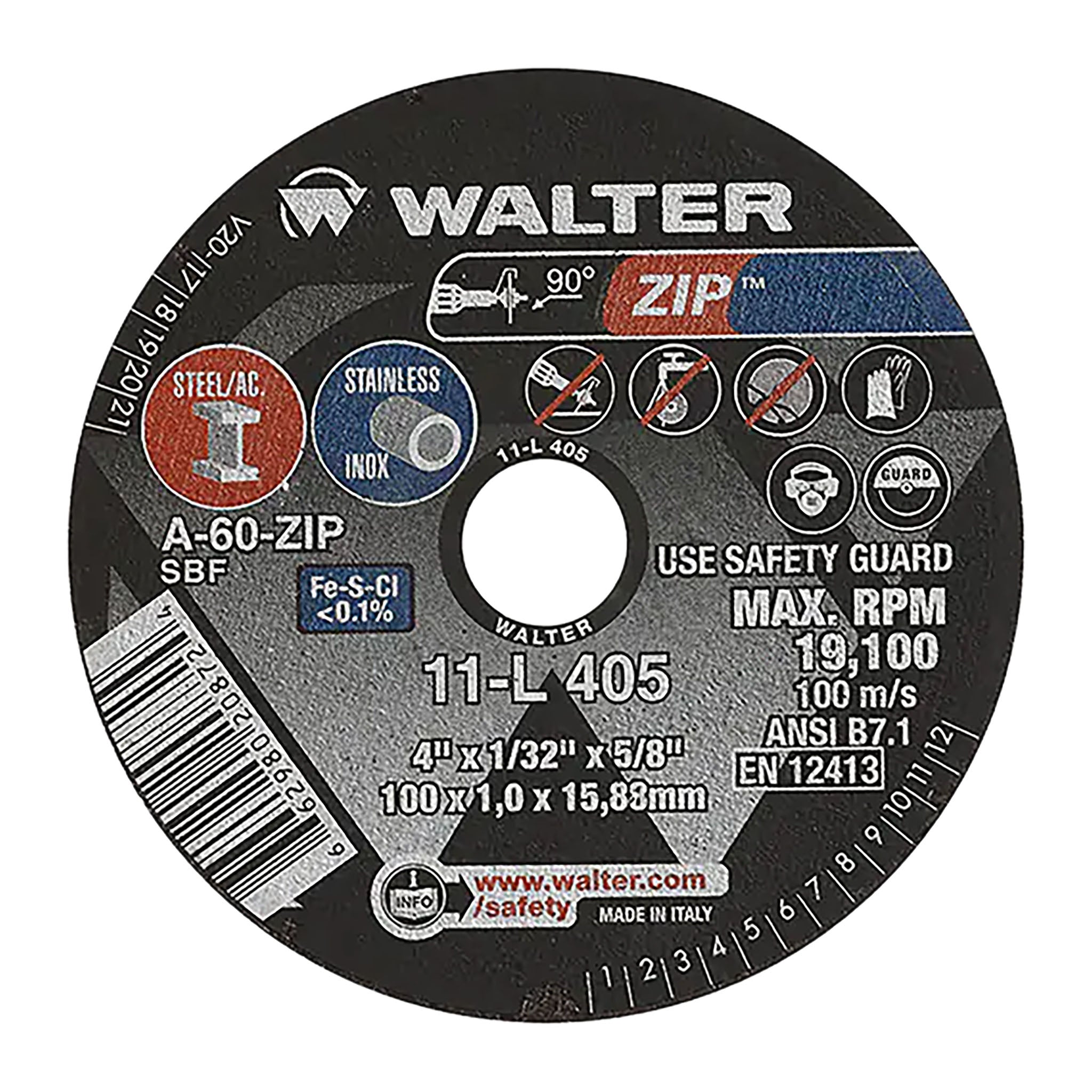 WALTER 11L405 - 4" Cut-Off Wheels (25-Pack)