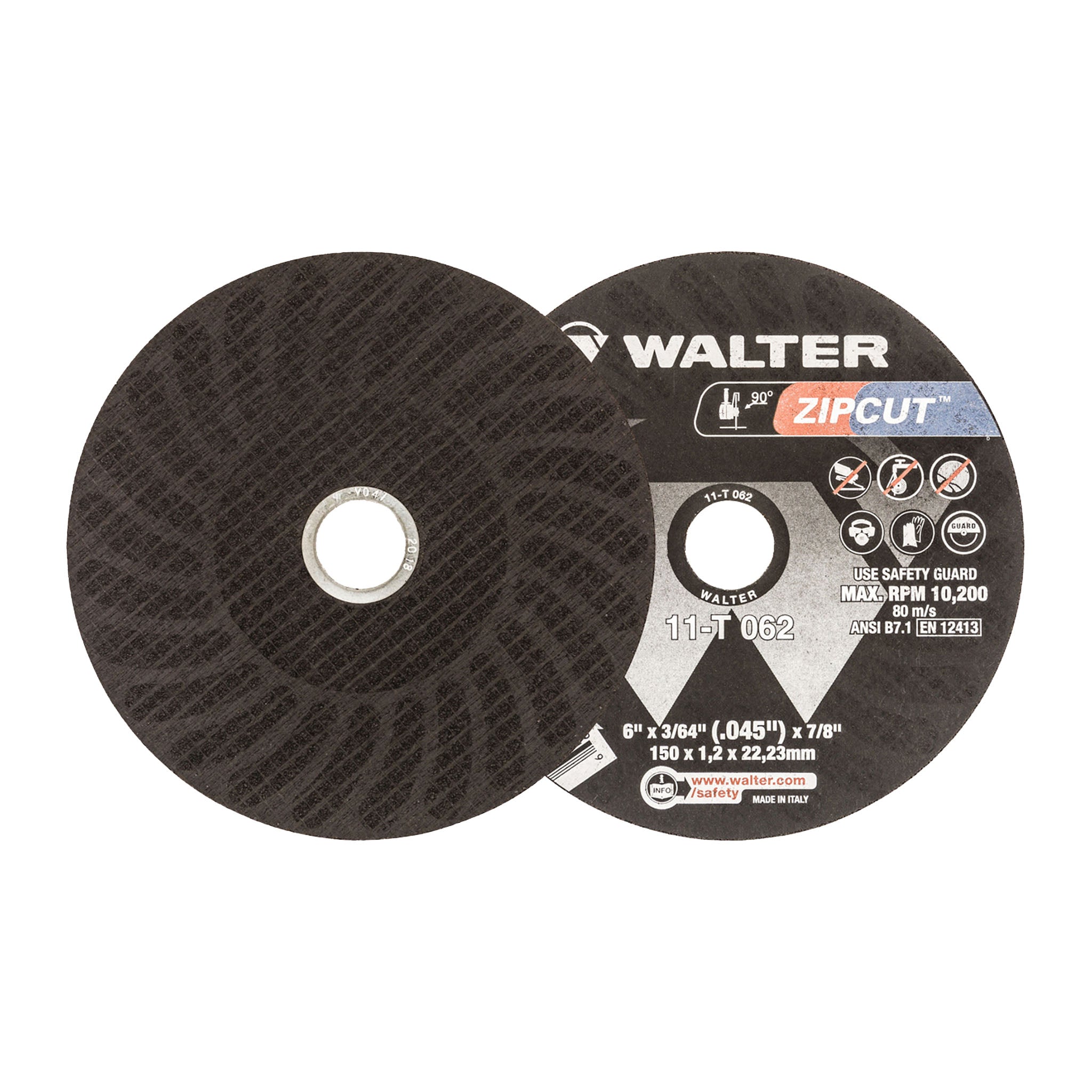 WALTER  11T062 Zipcut™ - Reinforced Cut-Off Wheels for Right-Angle Grinders (25 pack)