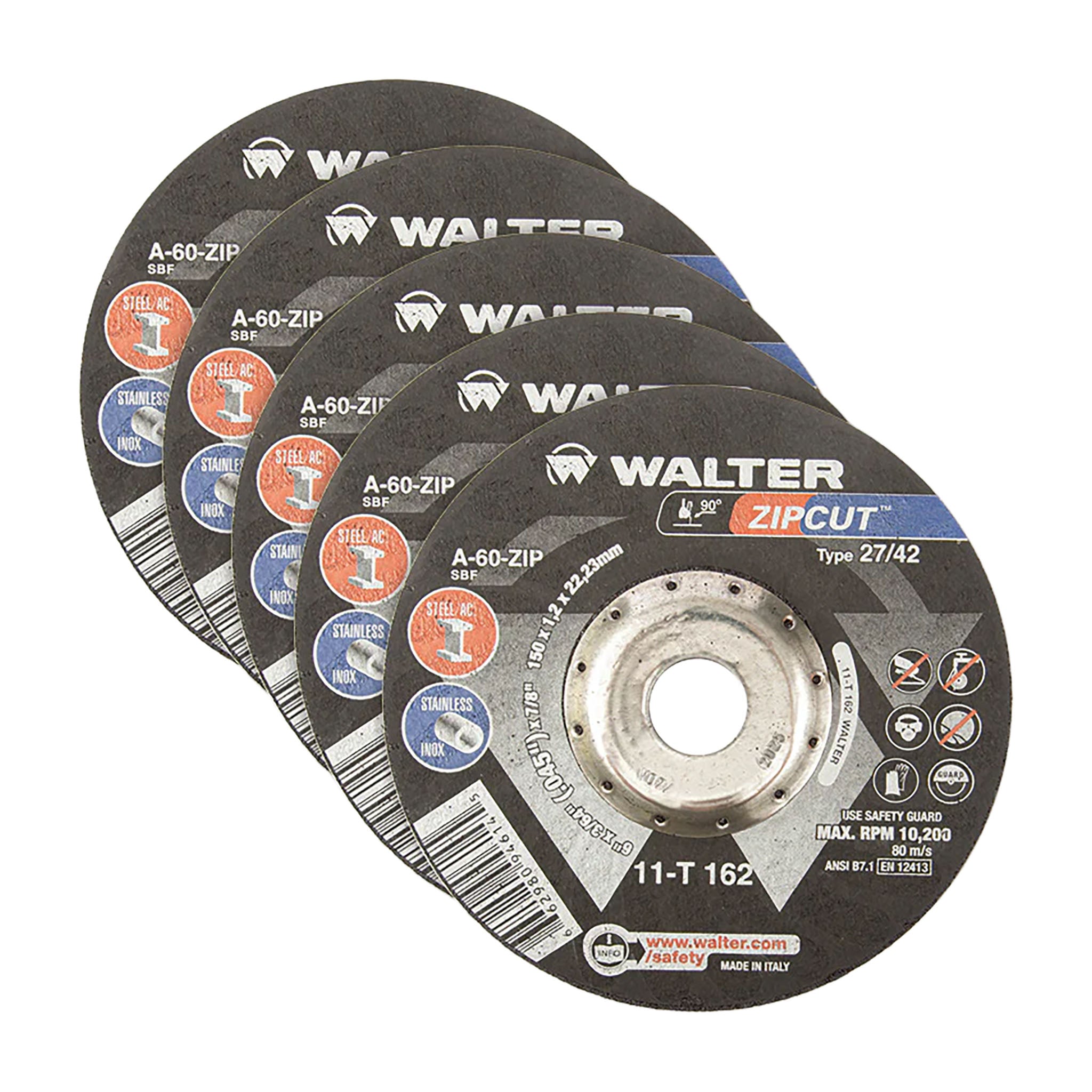WALTER 11T162 - Zip Wheel Cut-Off Discs (25-Pack)
