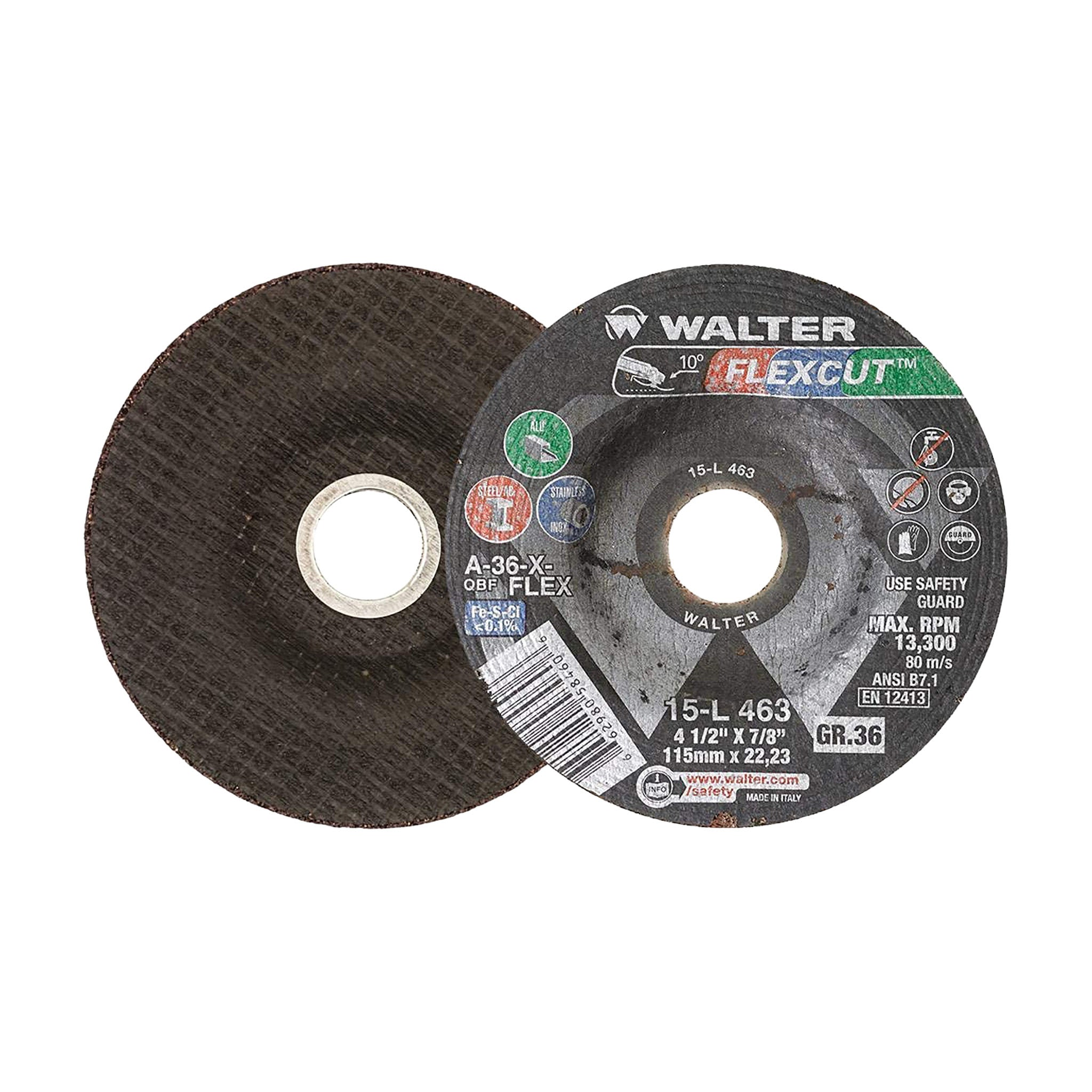 WALTER 15L463 - Flexible Grinding Wheels, 4-1/2" (25-Pack)