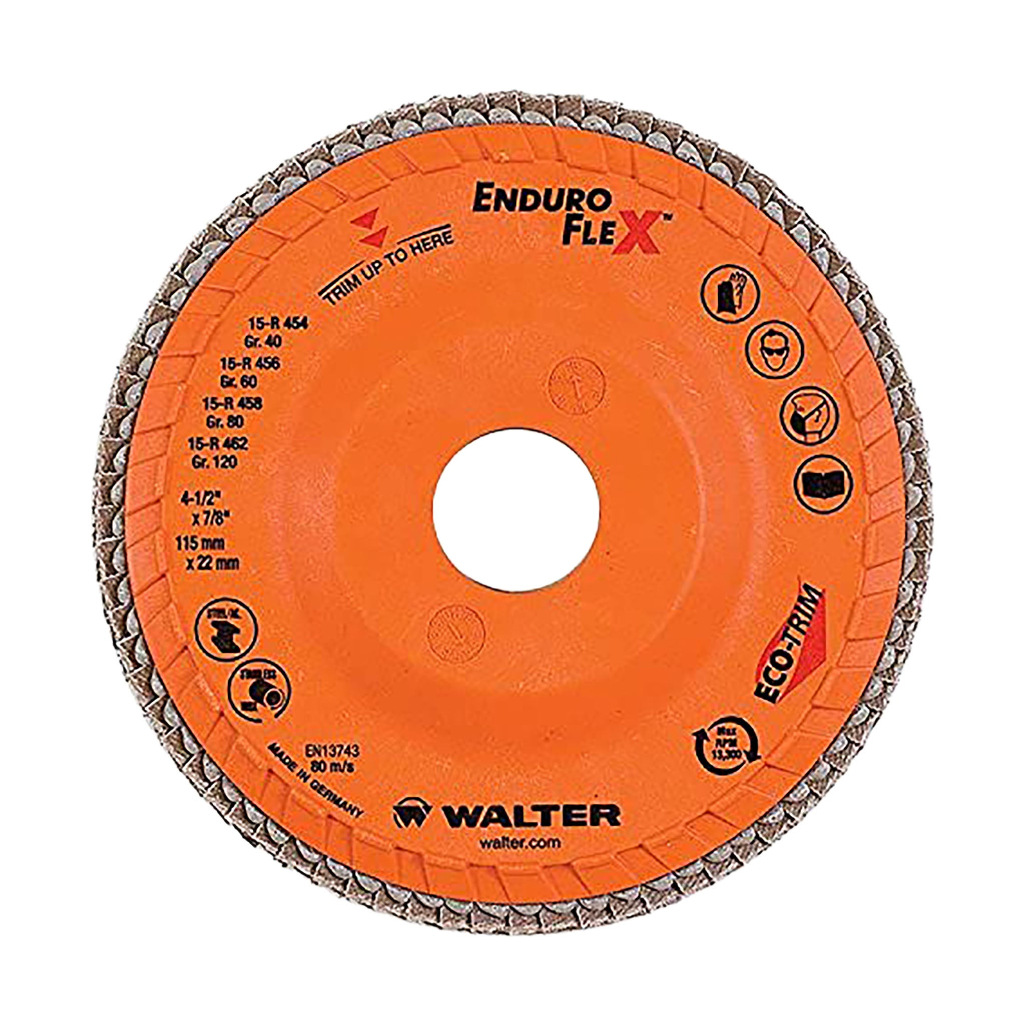 WALTER 15R706 - ENDURO-FLEX Flap Discs, 7" 60-Grit (10-Pack)