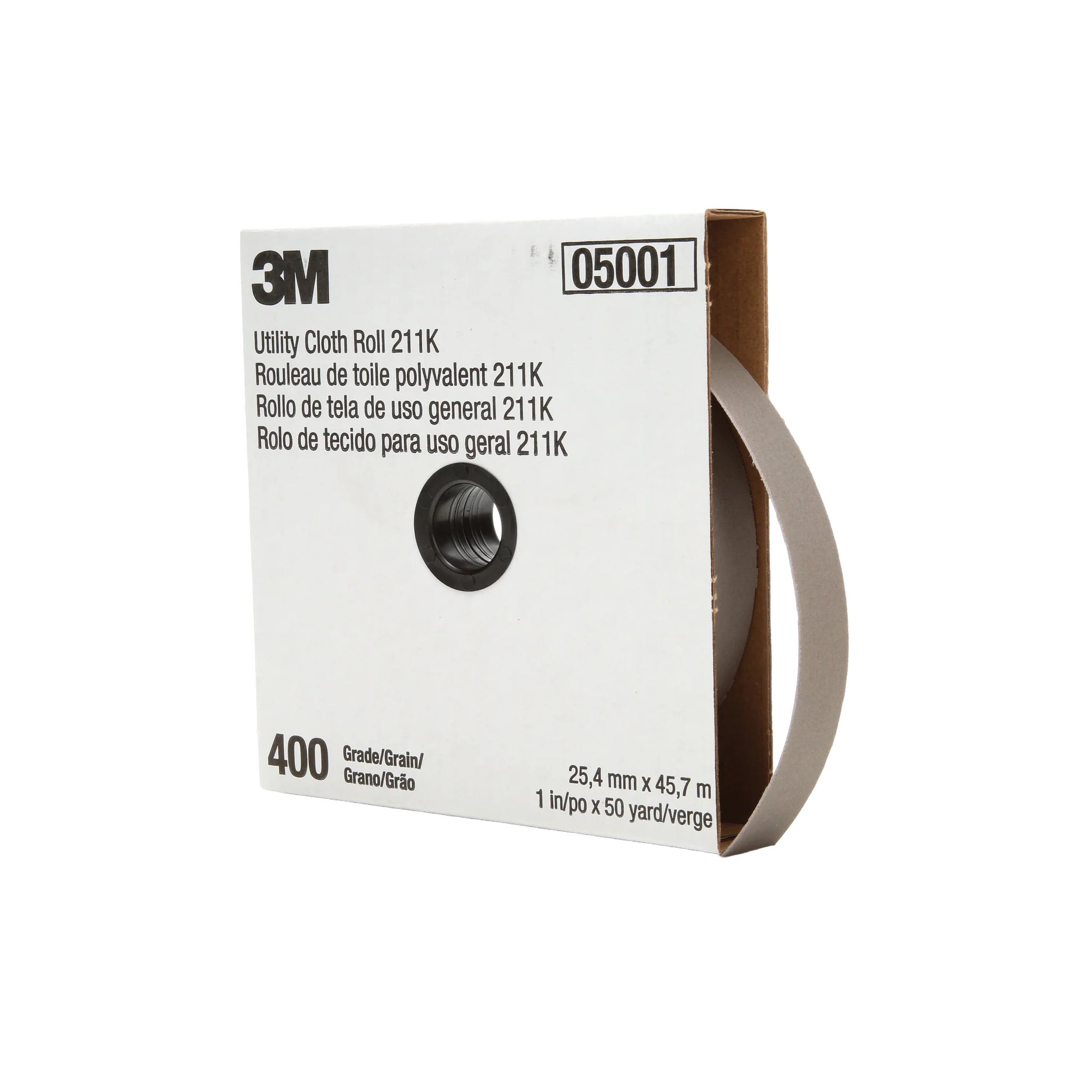 3M 211K - Utility Cloth Roll, 1" x 50yd, 400-Grit