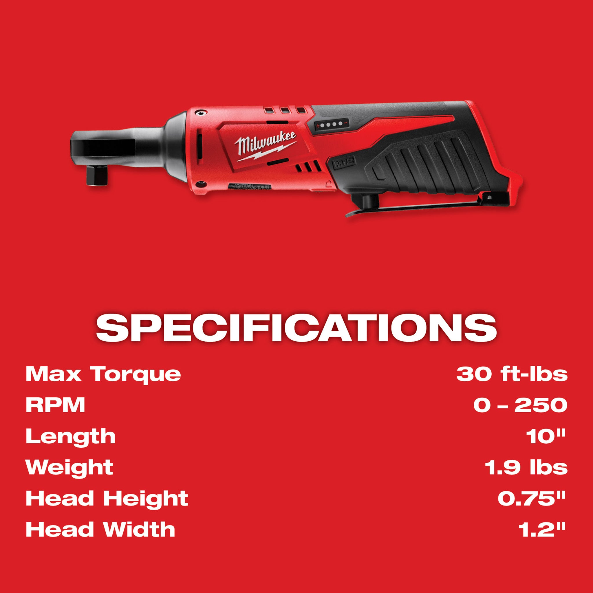Milwaukee 2457-20 - Clé à cliquet sans fil M12 3/8" (outil seul)