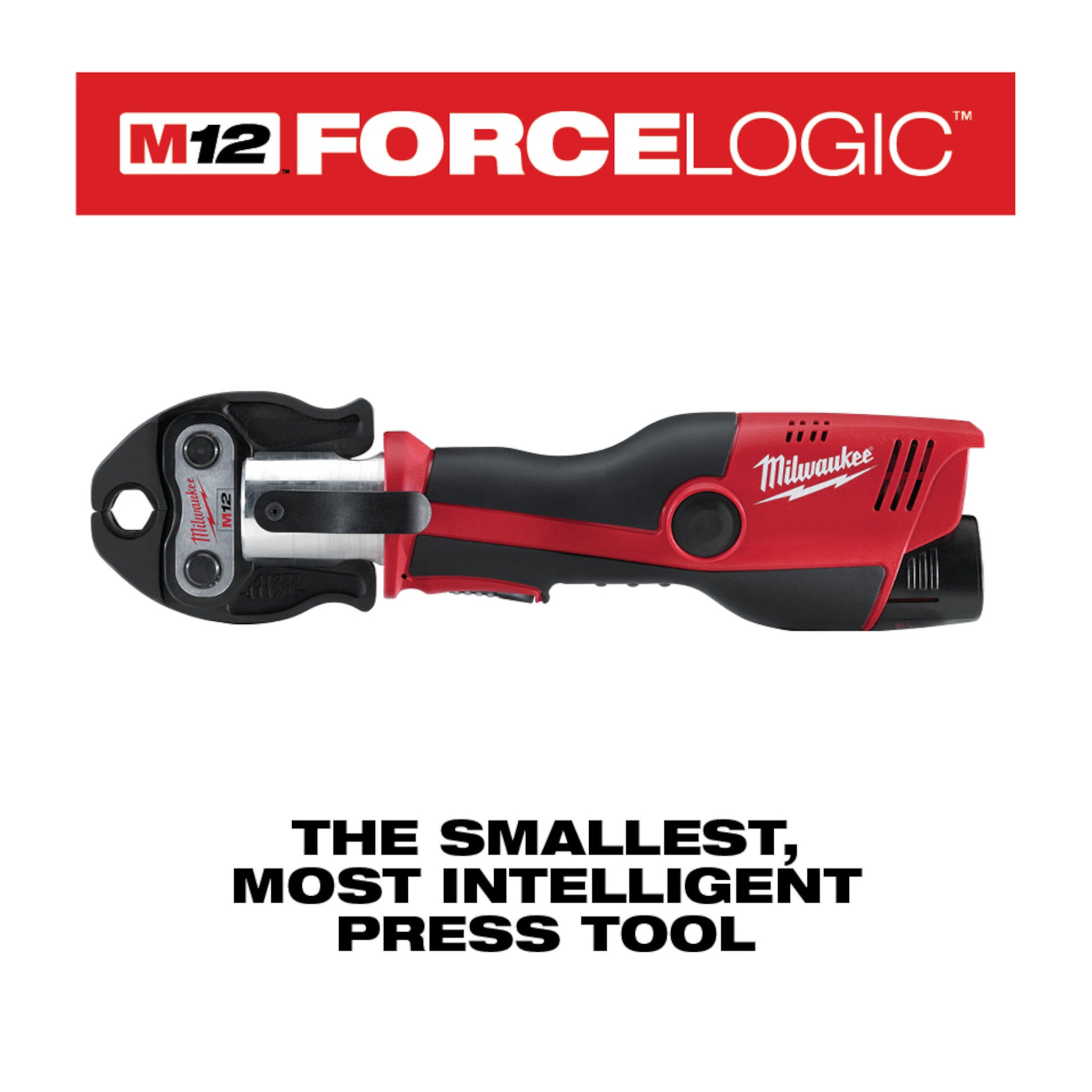 Milwaukee 2473-22 - M12 Kit d'outil de presse sans fil Force Logic 12 V Li-Ion avec 3 mâchoires, 2 batteries de 1,5 Ah et coffret rigide