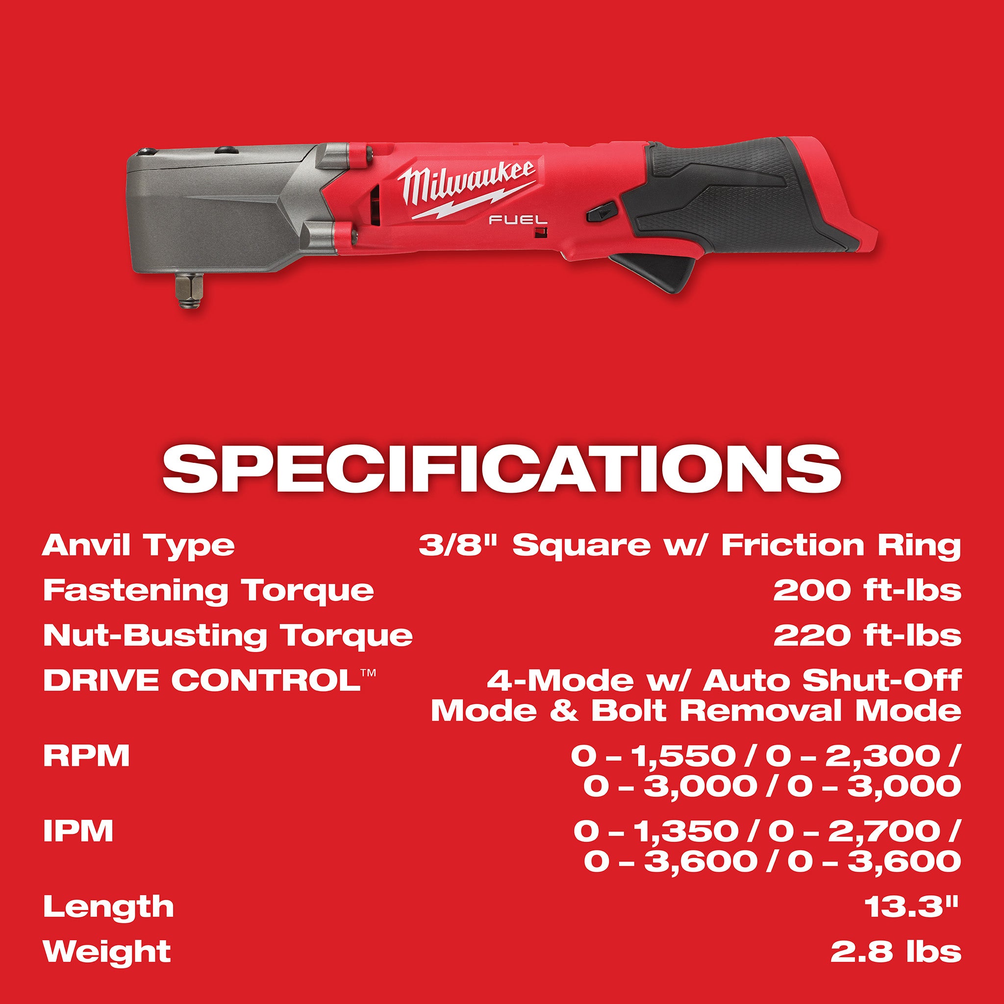 Milwaukee 2564-20 - M12 FUEL 3/8" Right-Angle Impact Wrench (Tool Only)
