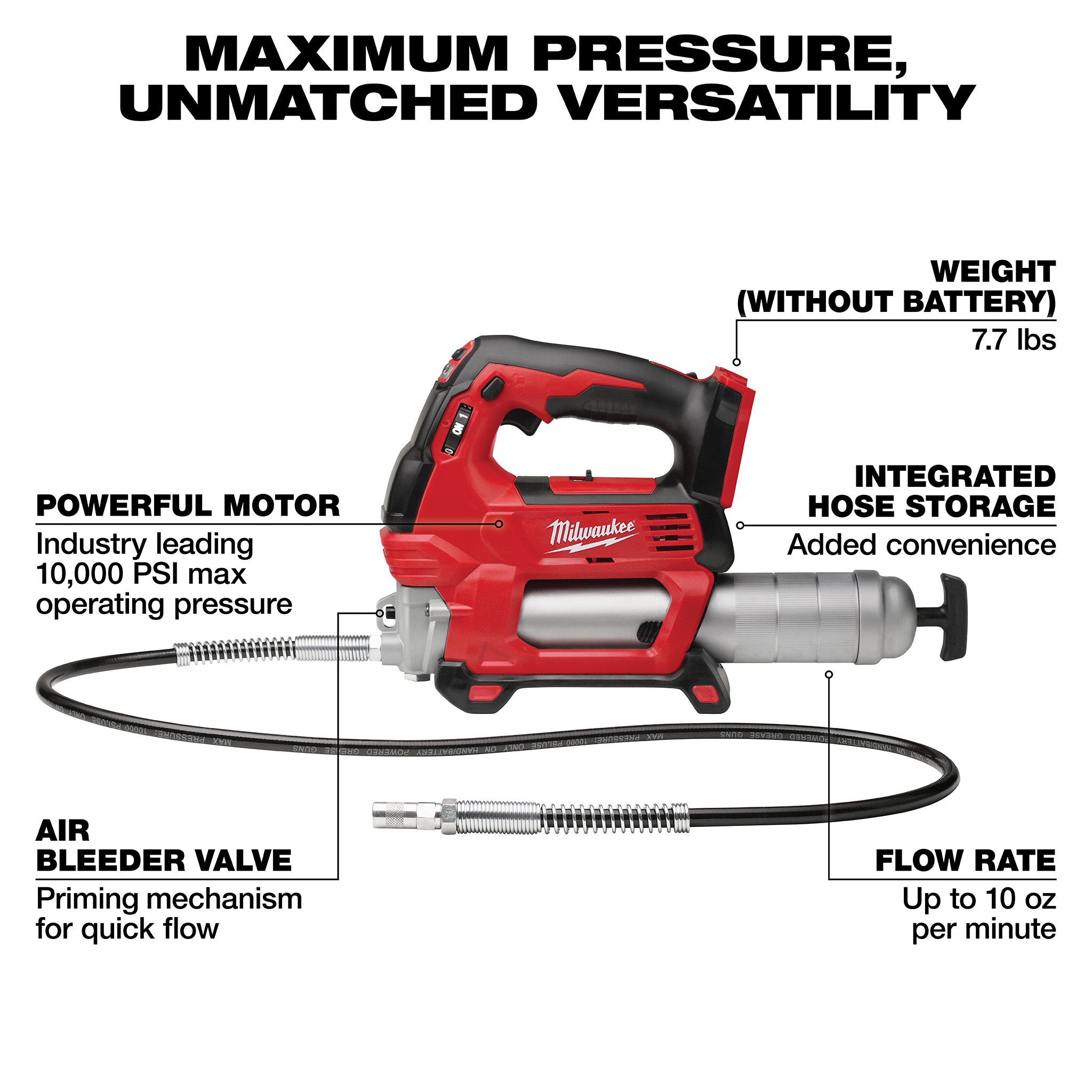 Milwaukee 2646-20 - Pistolet à graisse sans fil M18 18 V Li-Ion 2 vitesses (outil seul)