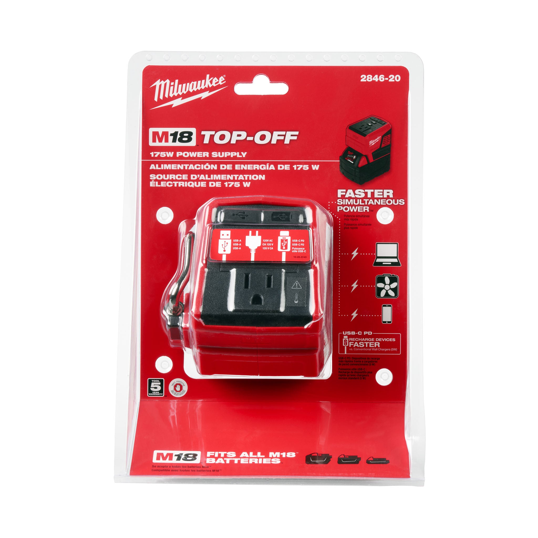 Milwaukee 2846-20 - M18 TOP-OFF 175W Power Supply/Inverter (Tool Only)