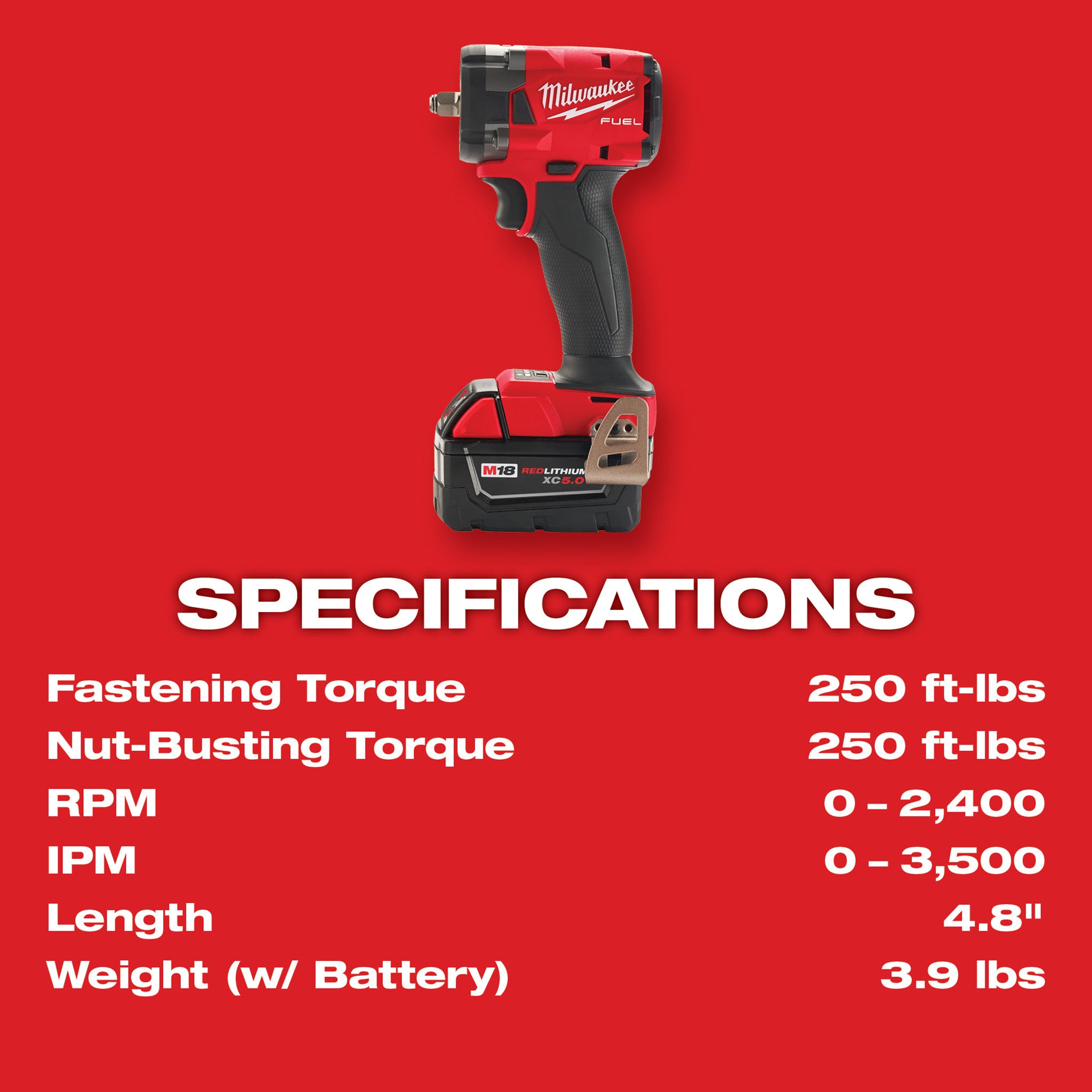 Milwaukee 2854-22R - Clé à chocs compacte M18 FUEL 3/8" (Kit, anneau de friction)