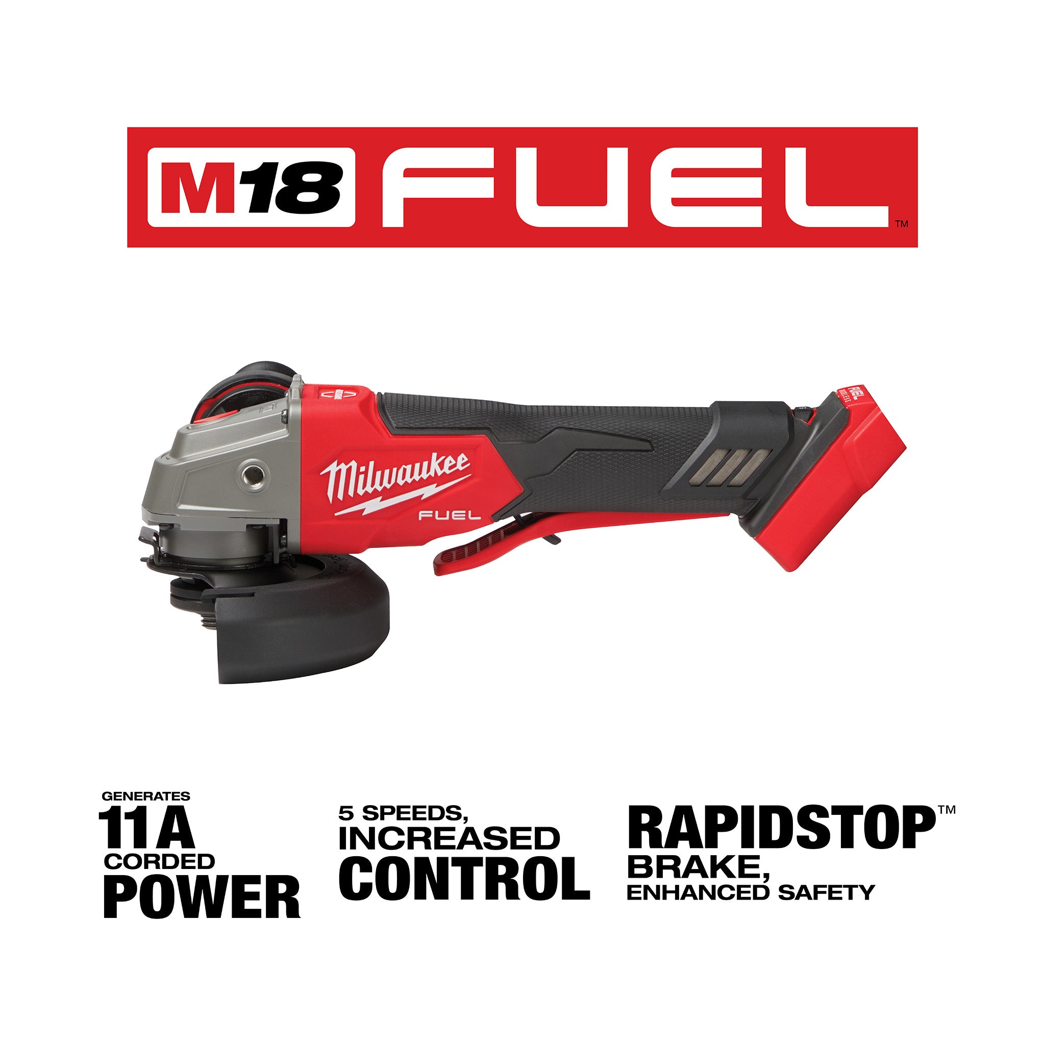Milwaukee 2888-20 - M18 FUEL 4-1/2"/5" Variable-Speed Braking Grinder (Tool Only)