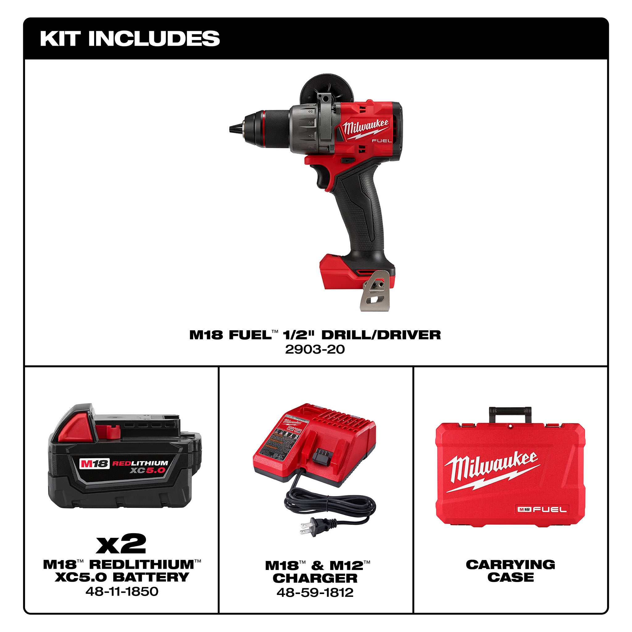Milwaukee 2903-22 - M18 FUEL Perceuse-visseuse 1/2" (Kit)