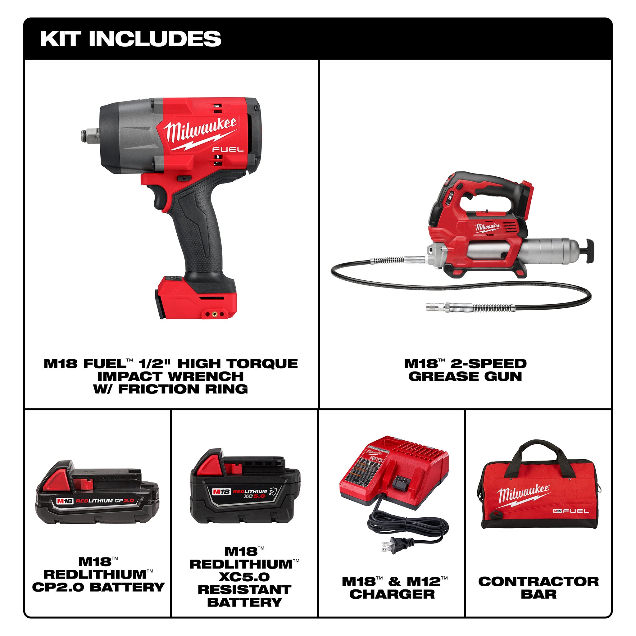 Milwaukee 2967-22GG - Clé à chocs haute performance M18 FUEL 1/2" (kit, anneau de friction)