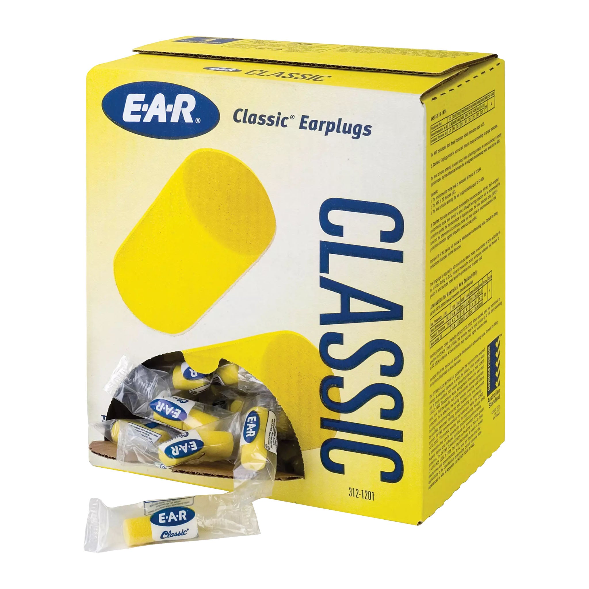 3M 312-1201 - E-A-R Classic Foam Earplugs (200-Pair Box)