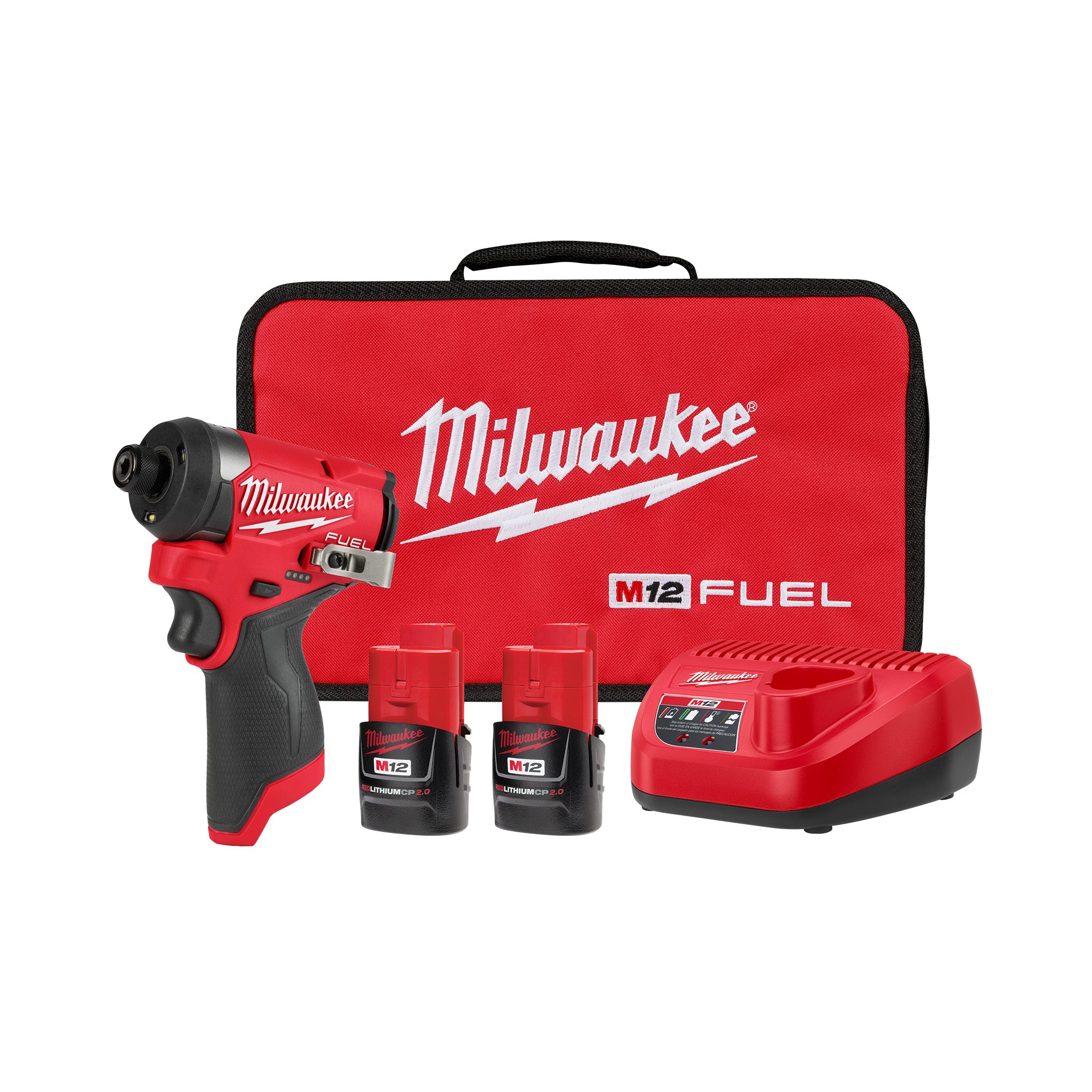 Milwaukee 3453-22 - M12 FUEL 12V Li-Ion Brushless Next Generation 1/4 in Hex Impact Driver Kit w/ (2) 2.0Ah Batteries