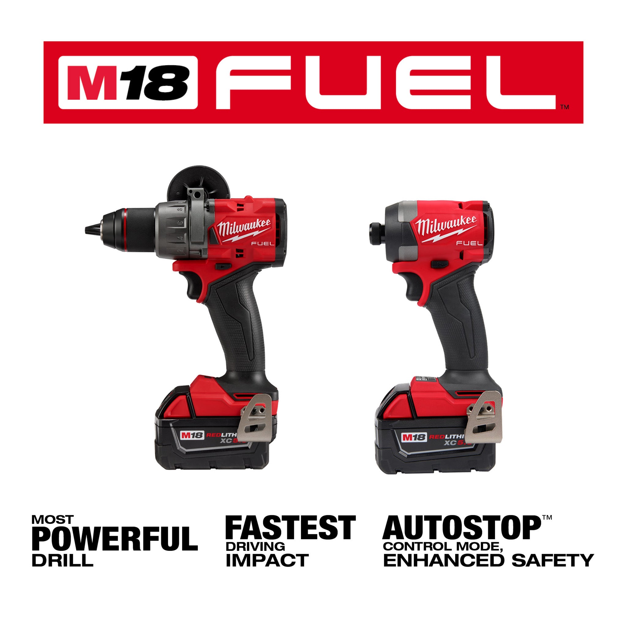 Milwaukee 3697-22 - M18 FUEL 18V Li-Ion Brushless Next Generation Hammer Drill Impact Driver Kit w/ (2) 5.0ah Battery