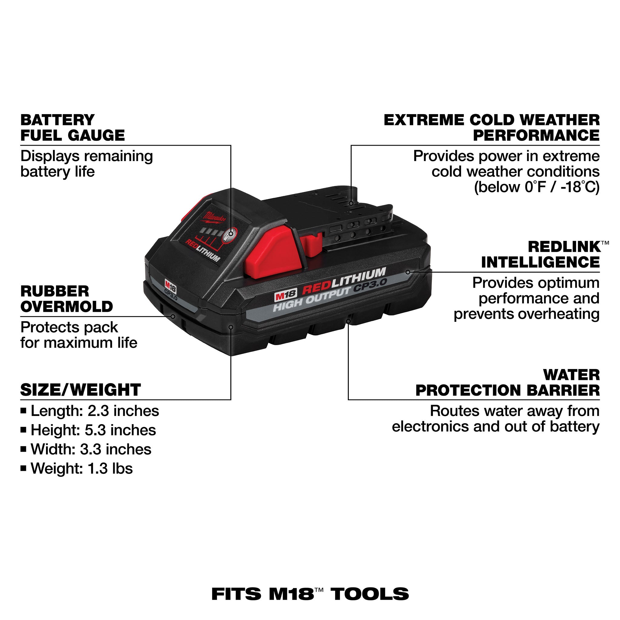 Milwaukee 48-11-1835 - M18 REDLITHIUM HIGH OUTPUT CP3.0 Battery Pack