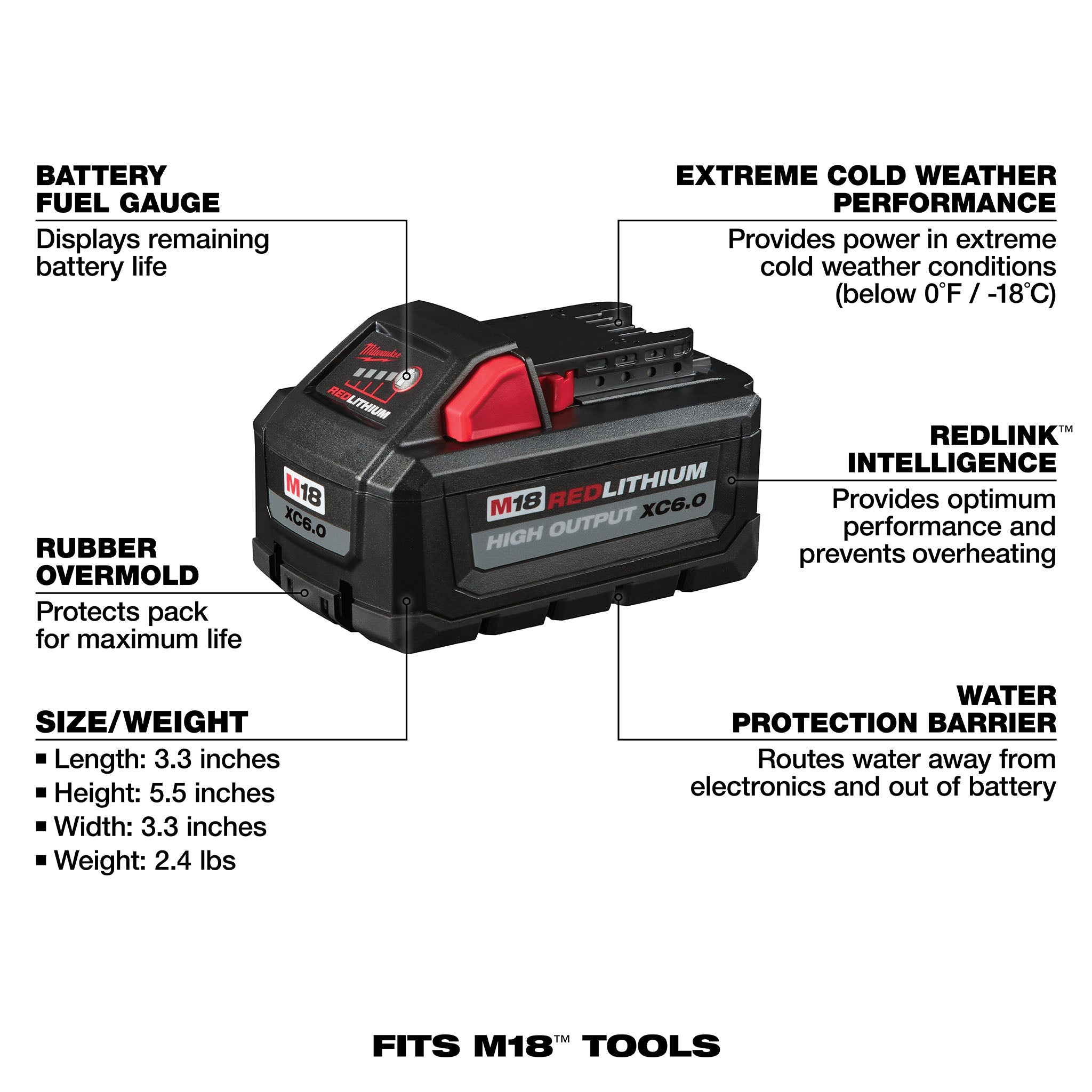 Milwaukee 48-11-1862 - (2-Pack) M18 REDLITHIUM HIGH OUTPUT XC6.0 Batteries