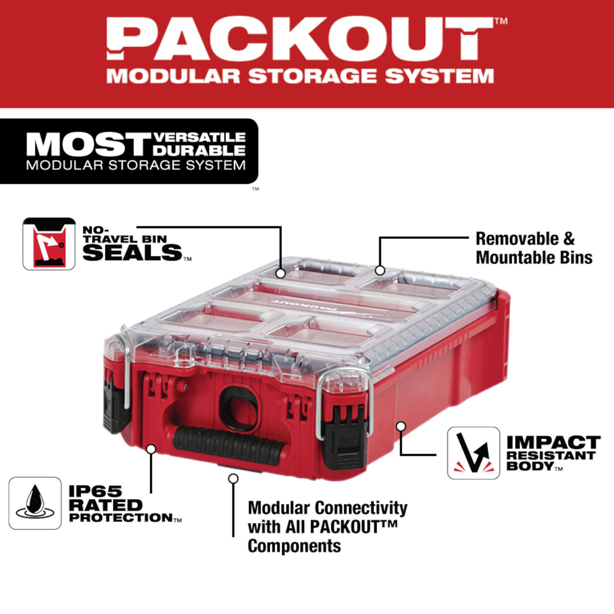 Milwaukee 48-22-8435 - Organiseur compact PACKOUT, 5 compartiments