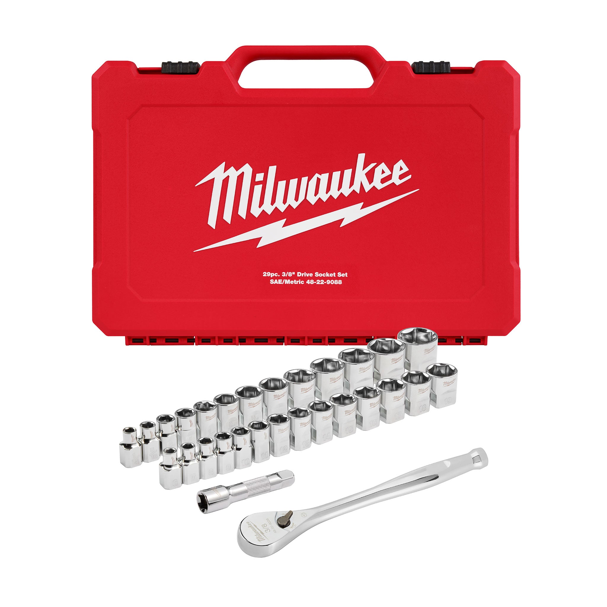 Milwaukee 48-22-9008 - PACKOUT 56-Pc 3/8" Ratchet/Socket Set (SAE/Metric)