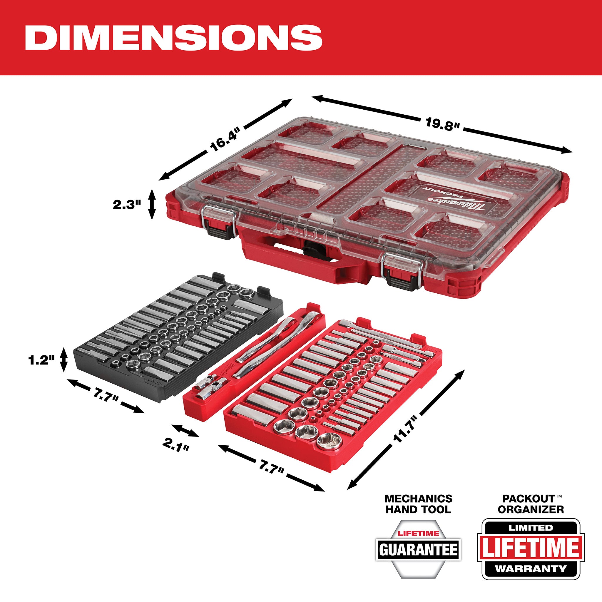 Milwaukee 48-22-9486 - PACKOUT 106-Pc 1/4" & 3/8" Ratchet/Socket Set (SAE/Metric)