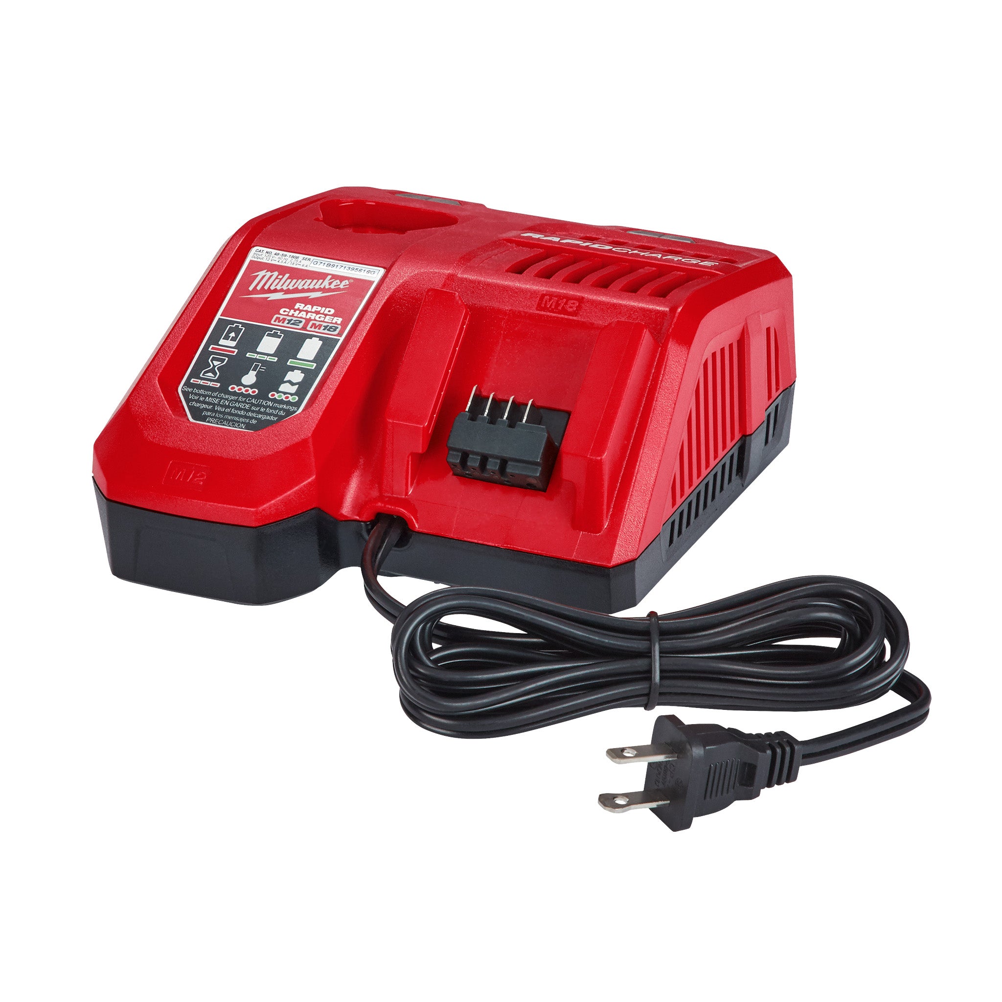 Milwaukee 48-59-1808 - Chargeur rapide multi-tension pour batteries lithium-ion M12/M18 12V/18V
