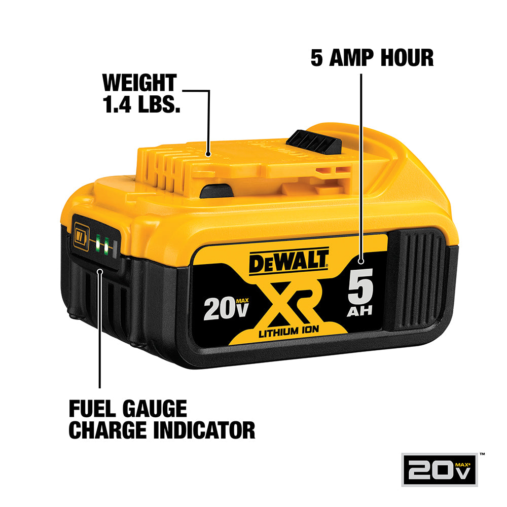 DEWALT DCB205C - 20V MAX XR Lithium-Ion 5.0 Ah Battery and Charger Kit