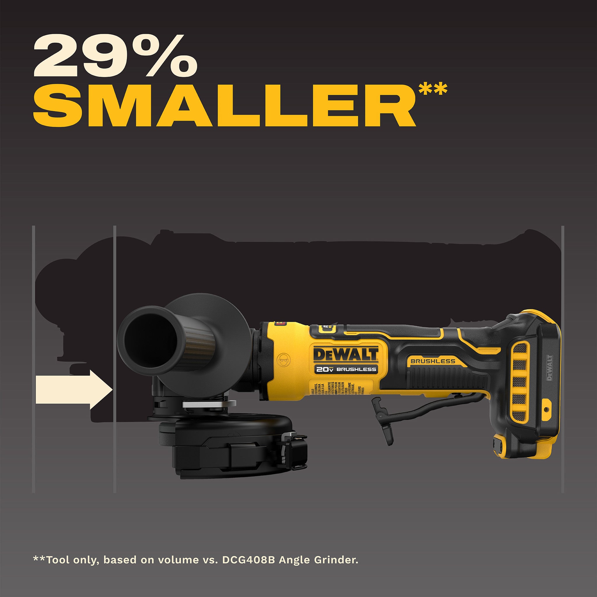 DEWALT DCG408B - 20V MAX Cordless Brushless 4 1/2-in. Paddle-Switch Angle Grinder (Tool Only)
