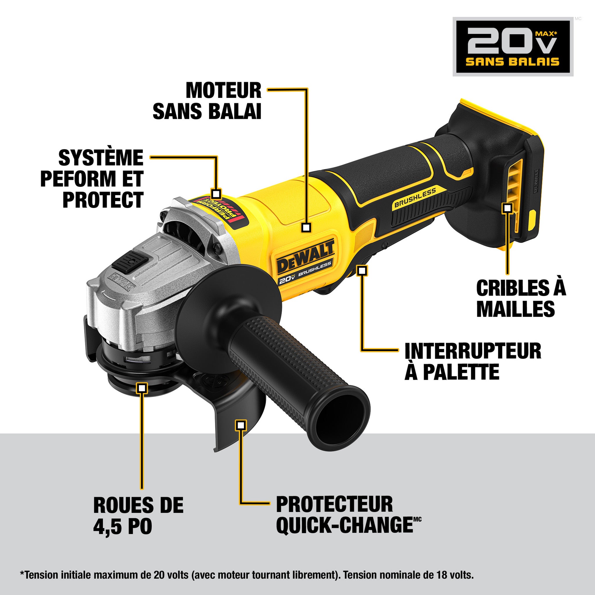 DEWALT DCG408B - 20V MAX Cordless Brushless 4 1/2-in. Paddle-Switch Angle Grinder (Tool Only)