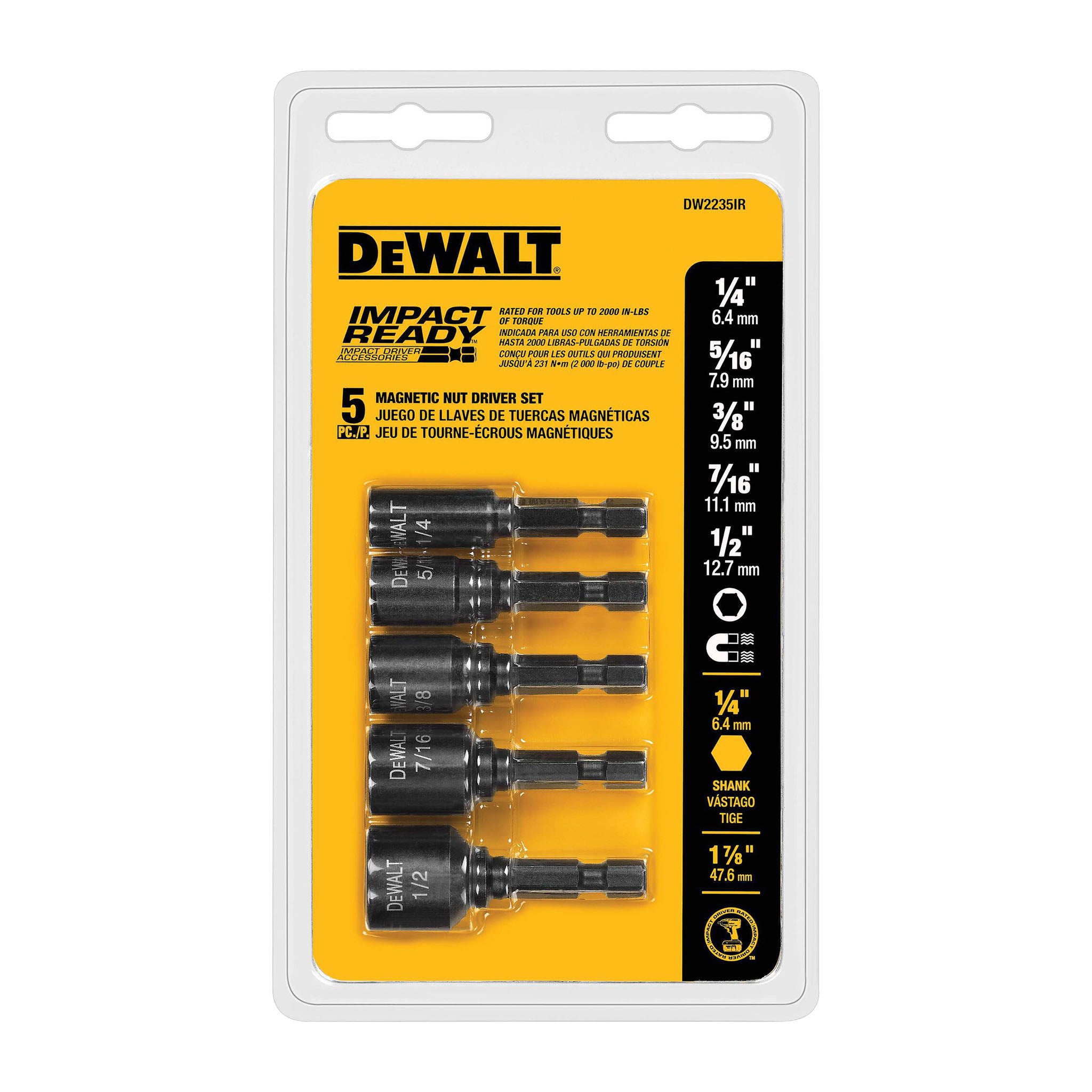 DEWALT DW2235IR - Impact-Ready Magnetic Nut Driver Set (5-Piece)