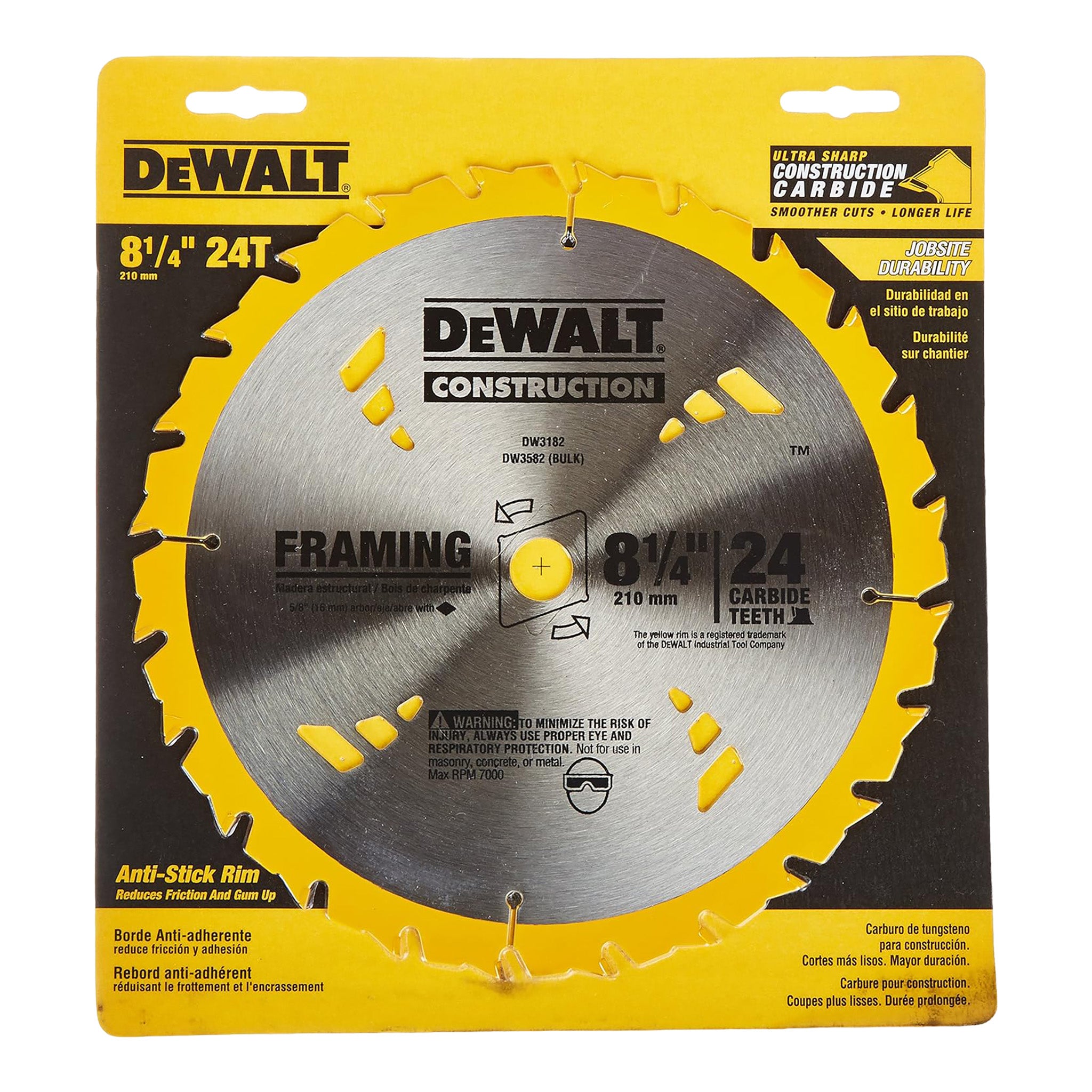 DEWALT DW3182 - 8-1/4" ATB Circular Saw Blade, 24-Tooth