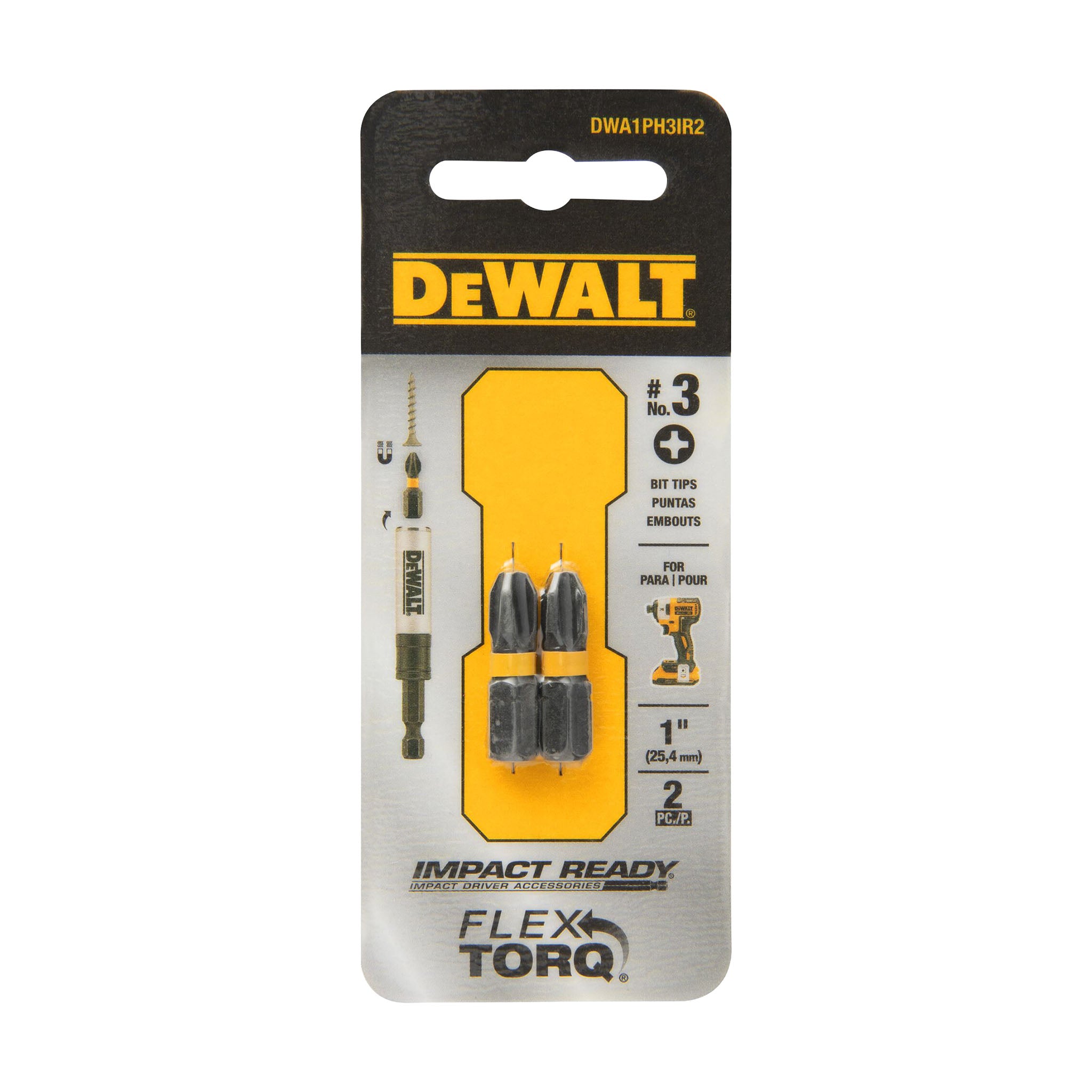 DEWALT DWA1PH3IR2 Impact Ready - Phillips #3 Impact Bit (2-Pack)