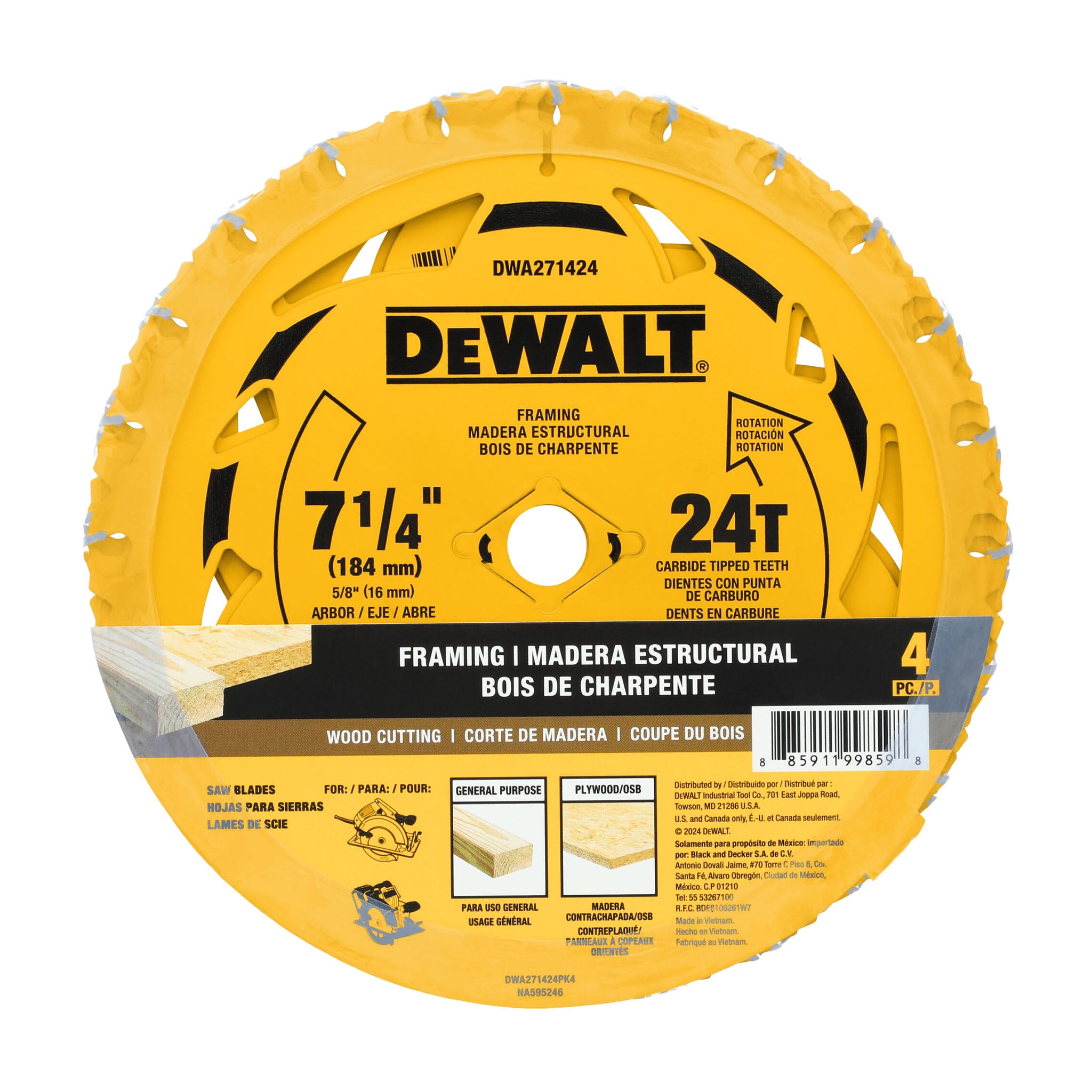 DEWALT DWA271424 - 7-1/4" 24-Tooth Circular Saw Blade