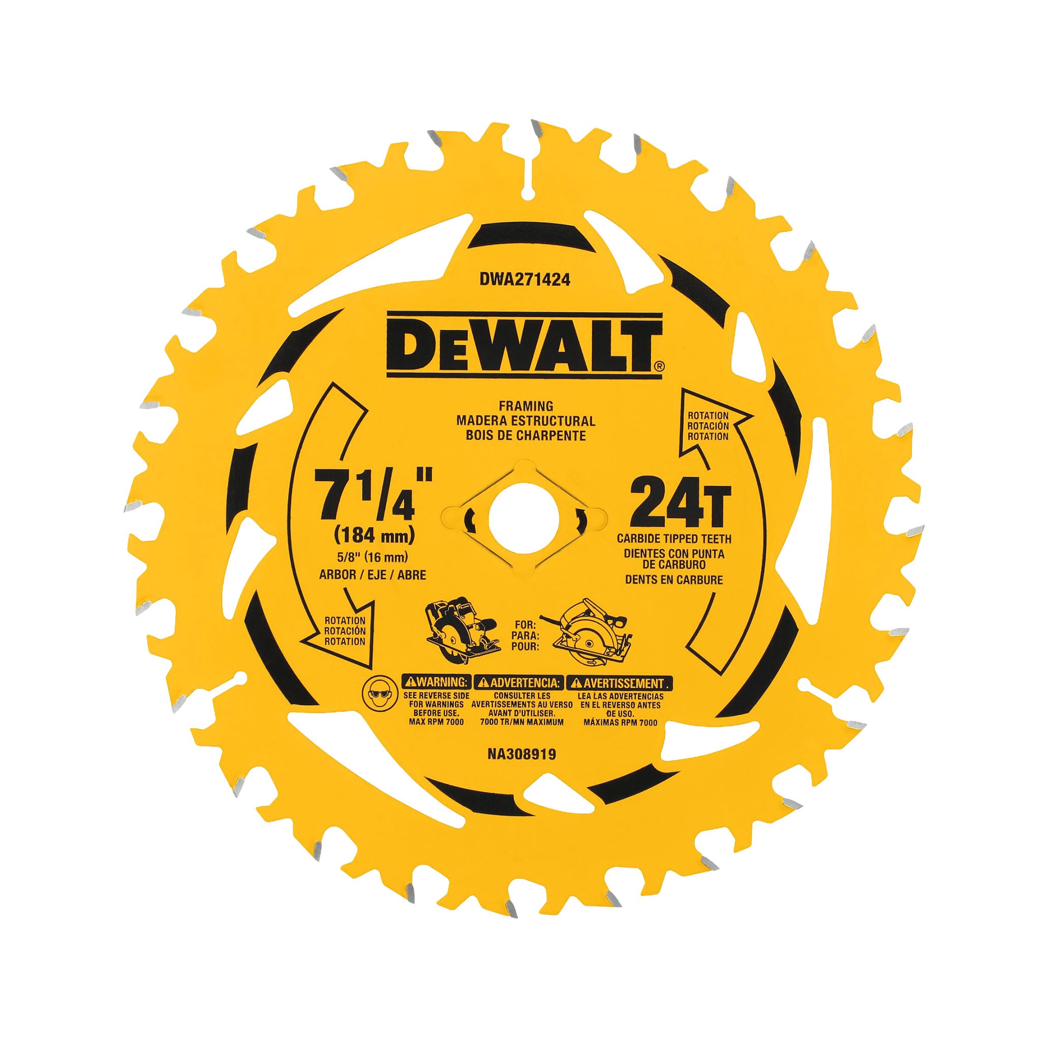 DEWALT DWA271424 - 7-1/4" 24-Tooth Circular Saw Blade