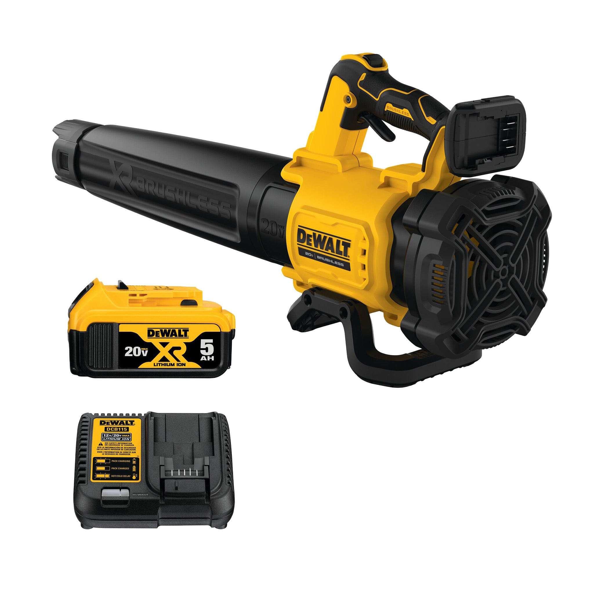 DEWALT DCBL722P1 - 20V MAX XR Lithium-Ion Cordless Brushless Handheld Leaf Blower with 5Ah Battery and Charger