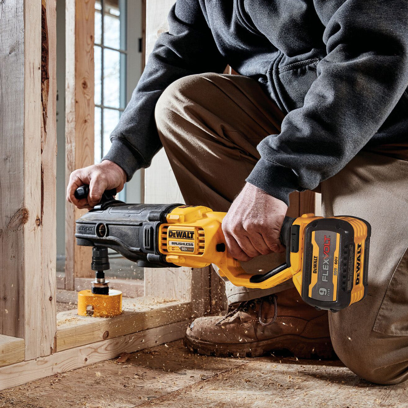 DEWALT DCD471B - Perceuse sans fil sans balai au lithium-ion 60 V MAX FLEXVOLT à changement rapide pour montants et solives avec système E-Clutch (outil seulement)