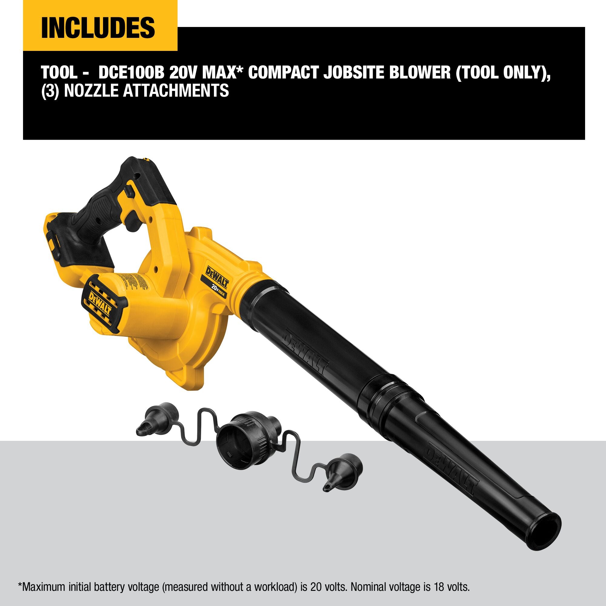 DEWALT DCE100B - 20V MAX Lithium-Ion Cordless 3-Speed Compact Jobsite Blower (Tool-Only)