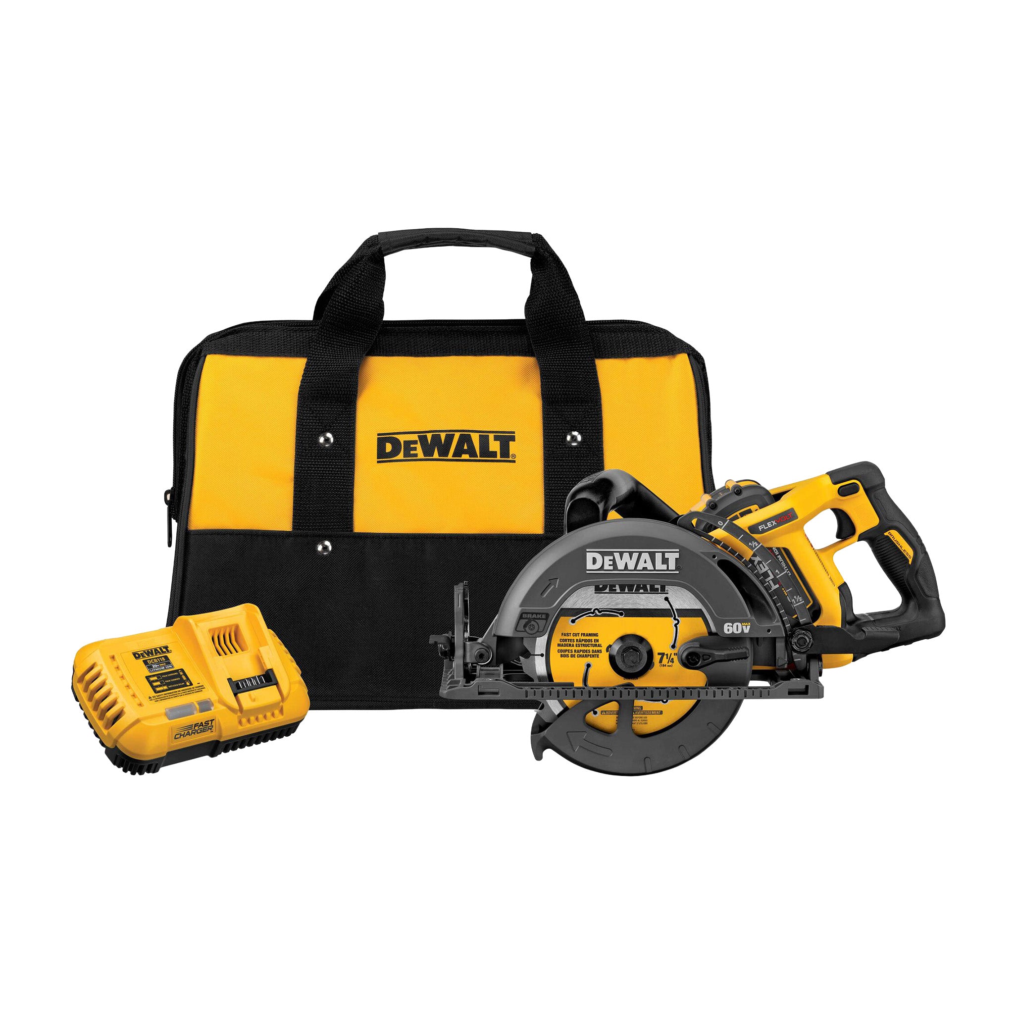 DEWALT DCS577X1 - 60V MAX FLEXVOLT Cordless Brushless 7-1/4in Wormdrive Style Circular Saw Kit with 9.0 AH Battery