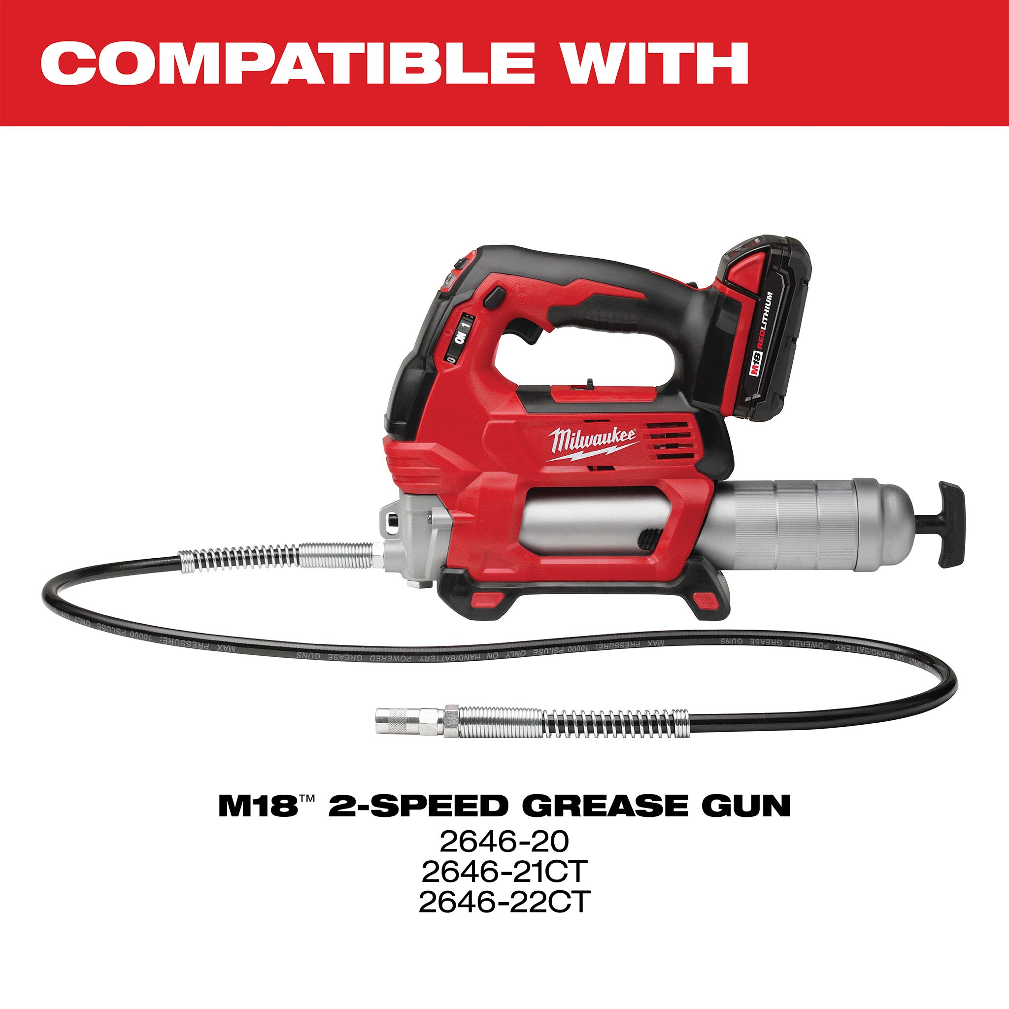 Milwaukee 2646-20 - Pistolet à graisse sans fil M18 18 V Li-Ion 2 vitesses (outil seul)