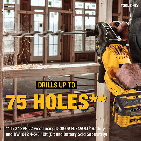 DEWALT DCD471B - Perceuse sans fil sans balai au lithium-ion 60 V MAX FLEXVOLT à changement rapide pour montants et solives avec système E-Clutch (outil seulement)