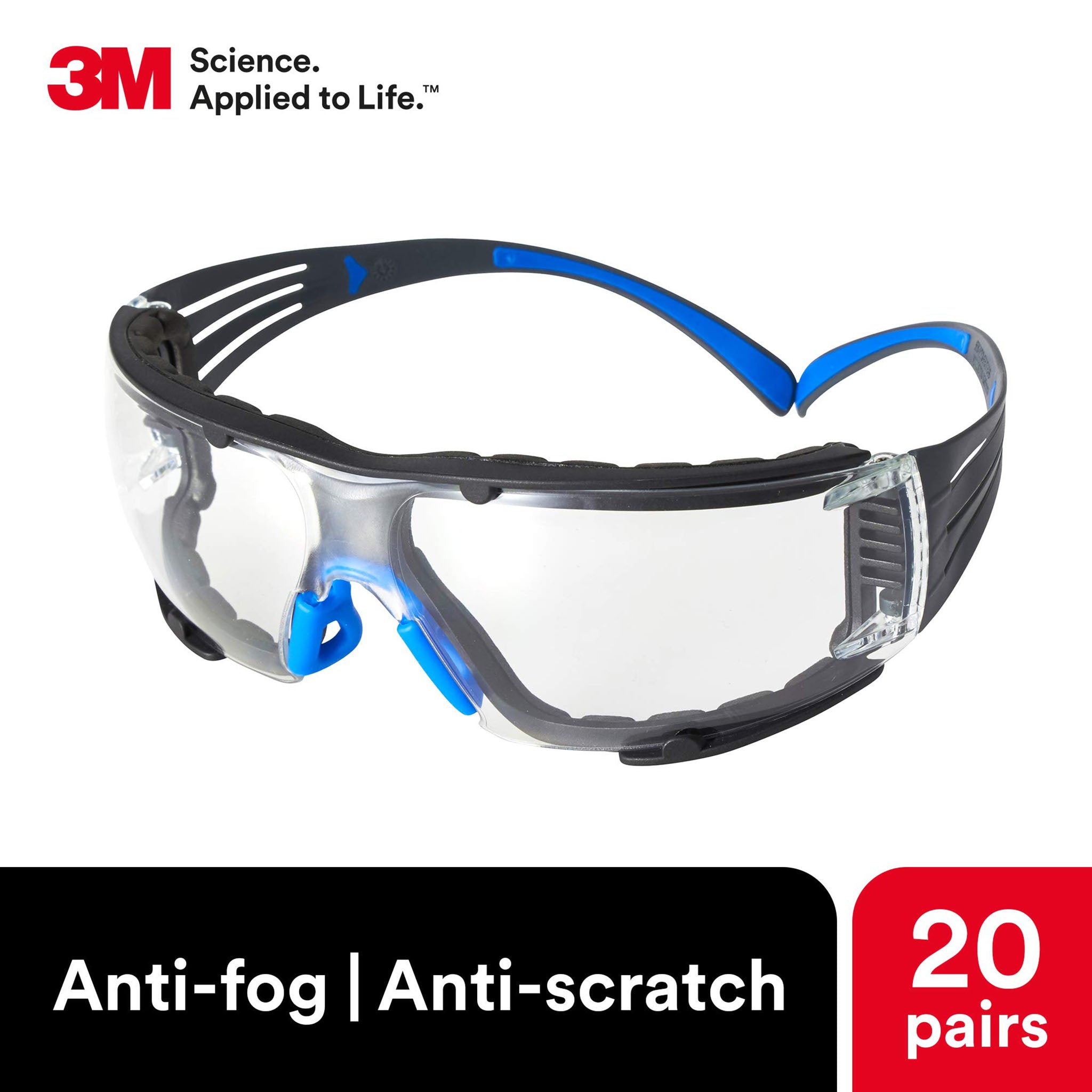 3M™ SecureFit™ SF401SGAF - Safety Glasses, Clear Anti-Fog Lens (20-Pack)