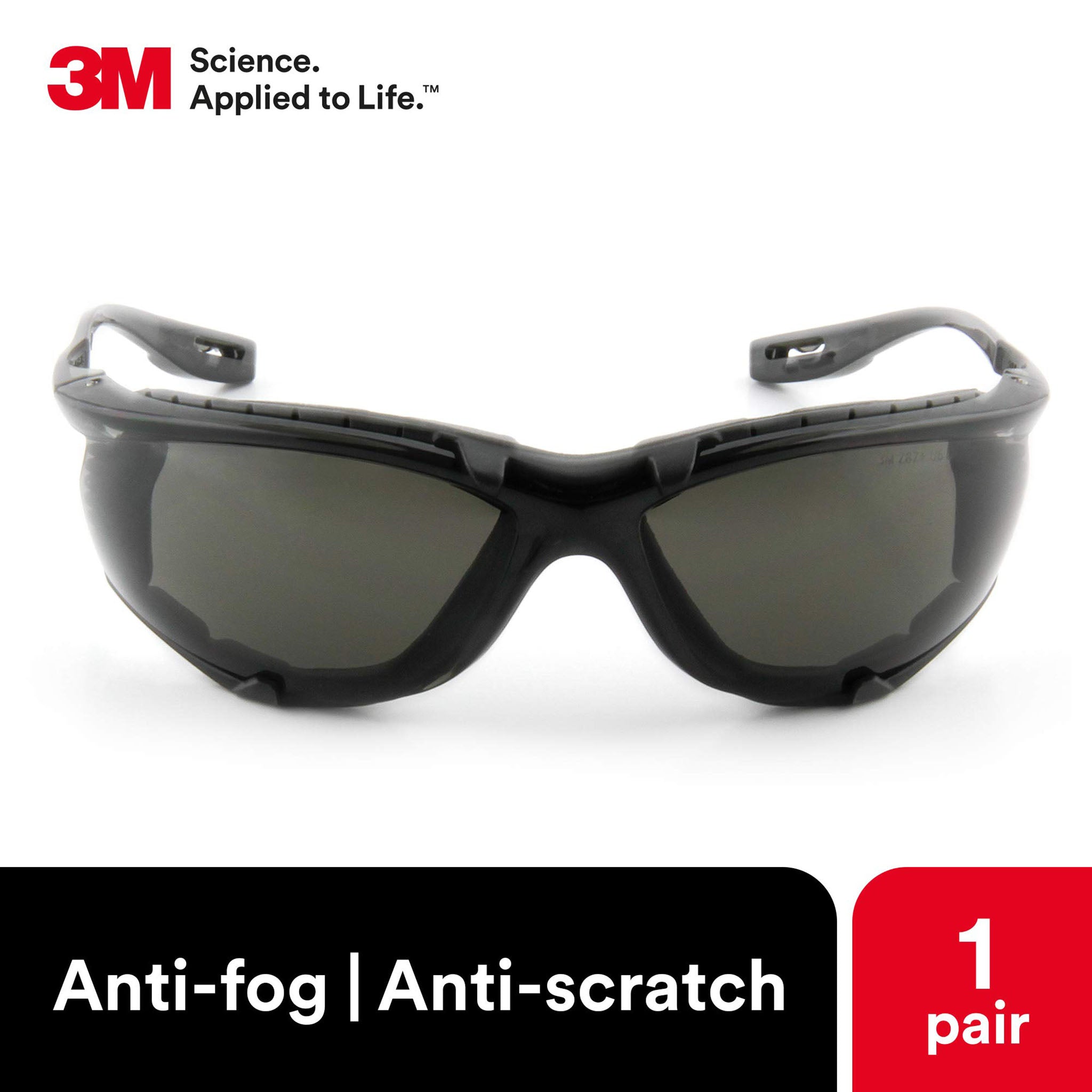 3M Virtua 11873 CCS - Safety Glasses, Anti-Fog Gray Lens, Foam Gasket