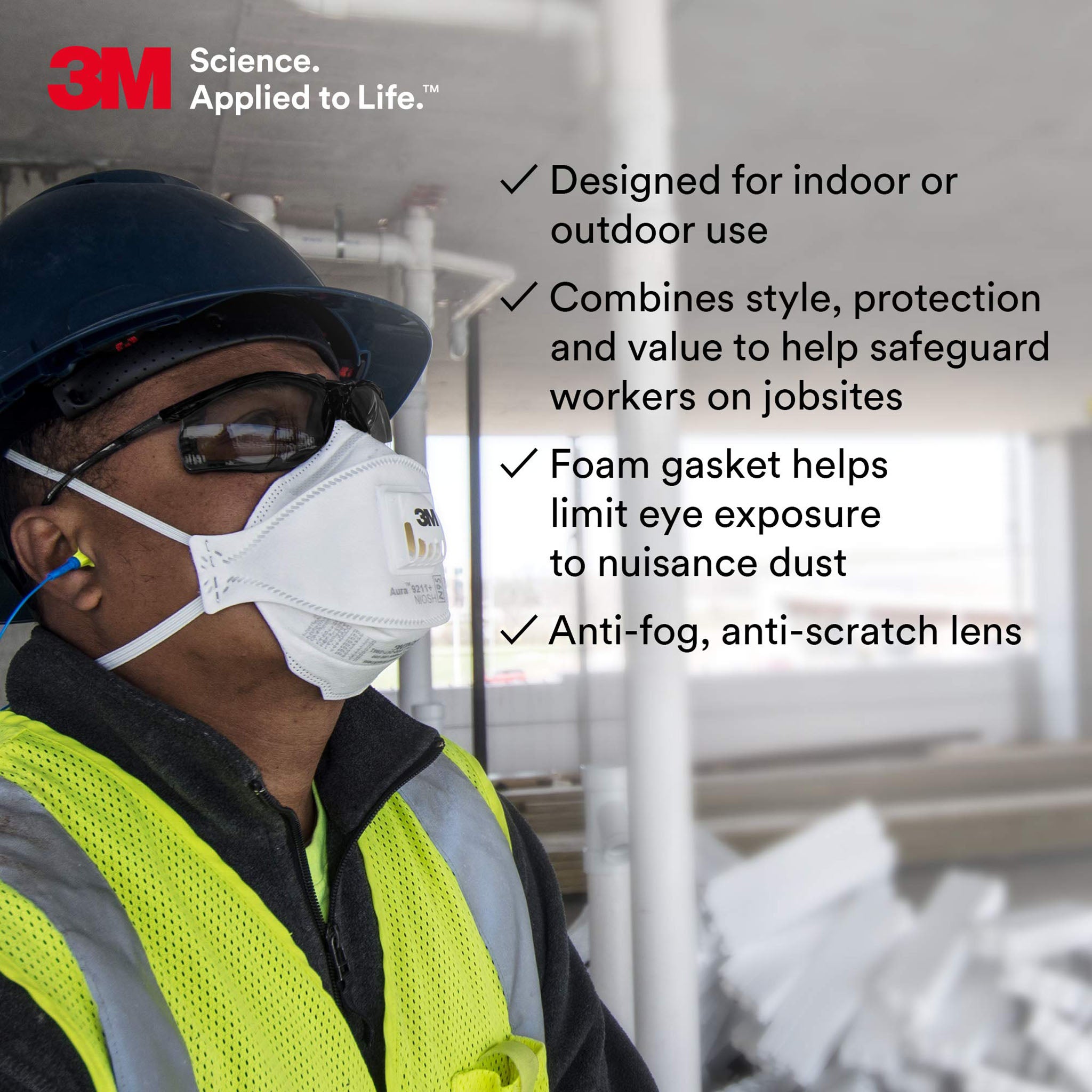 3M Virtua 11873 CCS - Safety Glasses, Anti-Fog Gray Lens, Foam Gasket