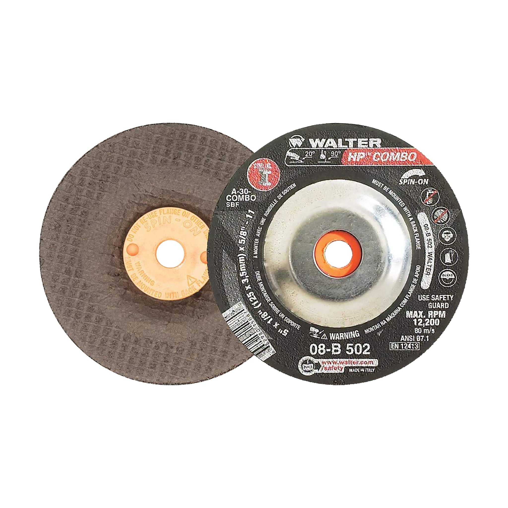 WALTER 08B502 HP Combo - 5" Combo Grinding Wheels (25-Pack)