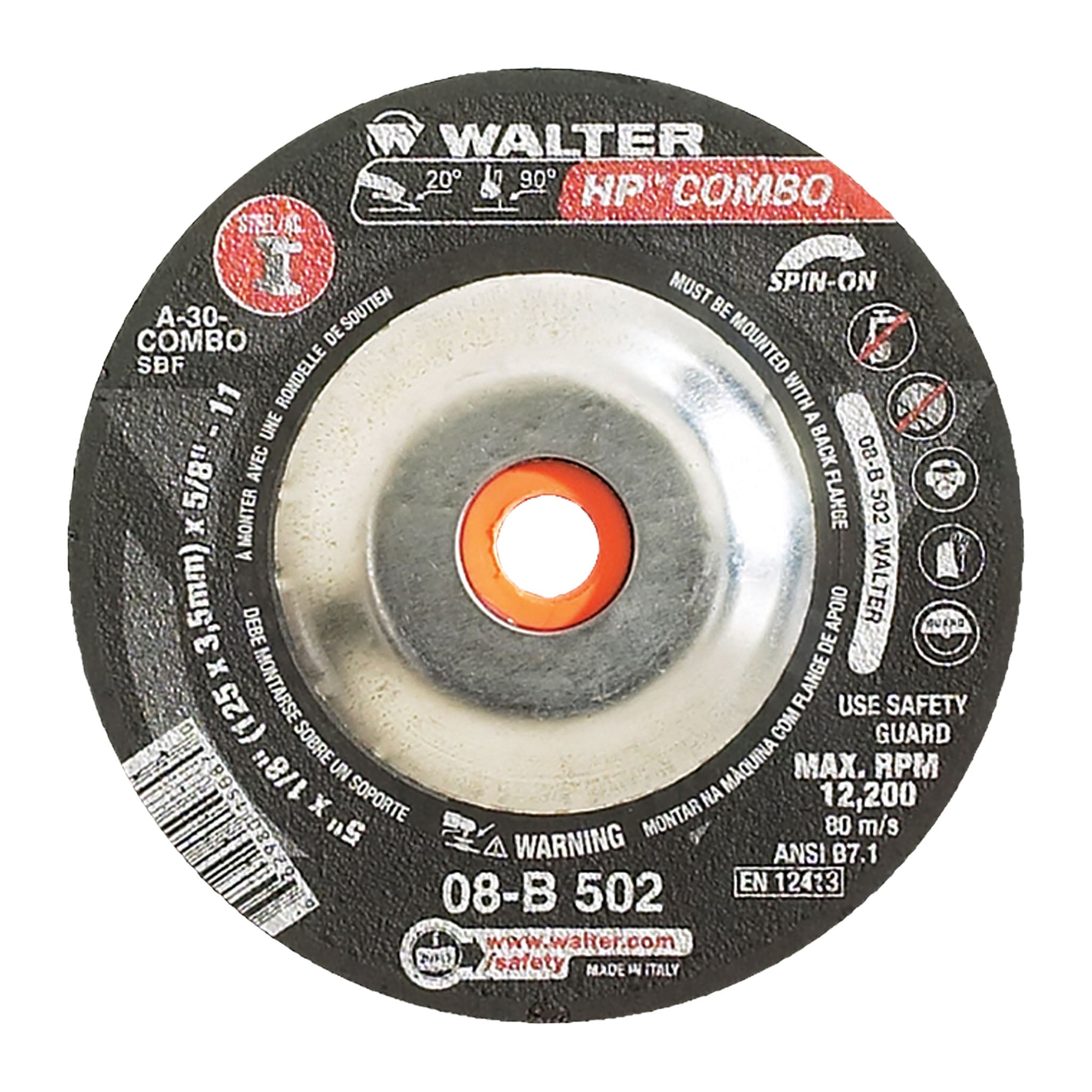 WALTER 08B502 HP Combo - 5" Combo Grinding Wheels (25-Pack)