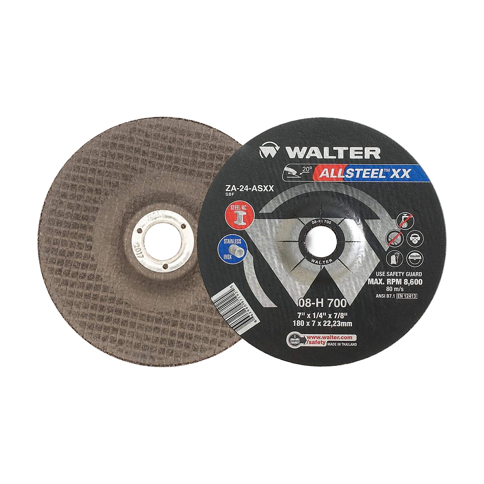 WALTER Allsteel XX - 7" Grinding Wheels, Type 27 (25-Pack)