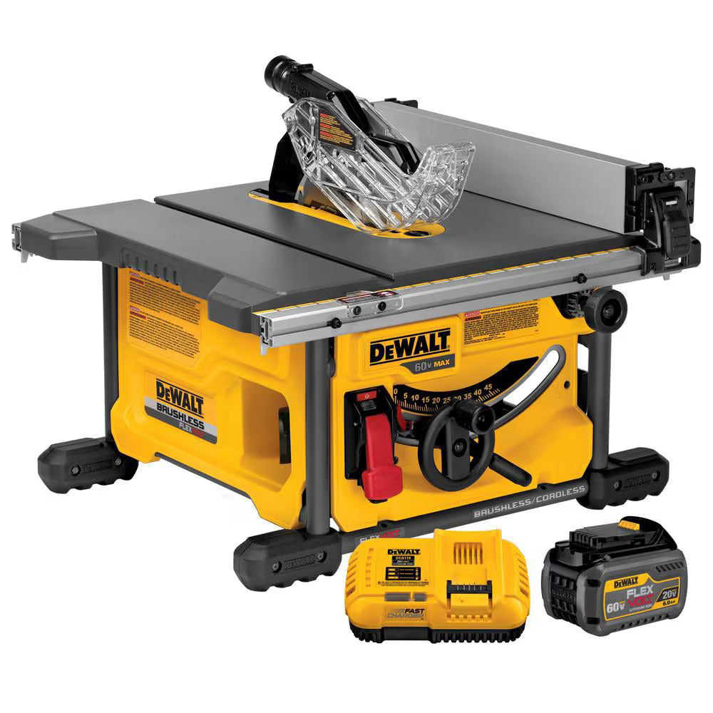 DEWALT DCS7485T1 - Scie de table sans fil sans balai au lithium-ion FLEXVOLT 60 V MAX de 8-1/4 po avec batterie 6 Ah et chargeur