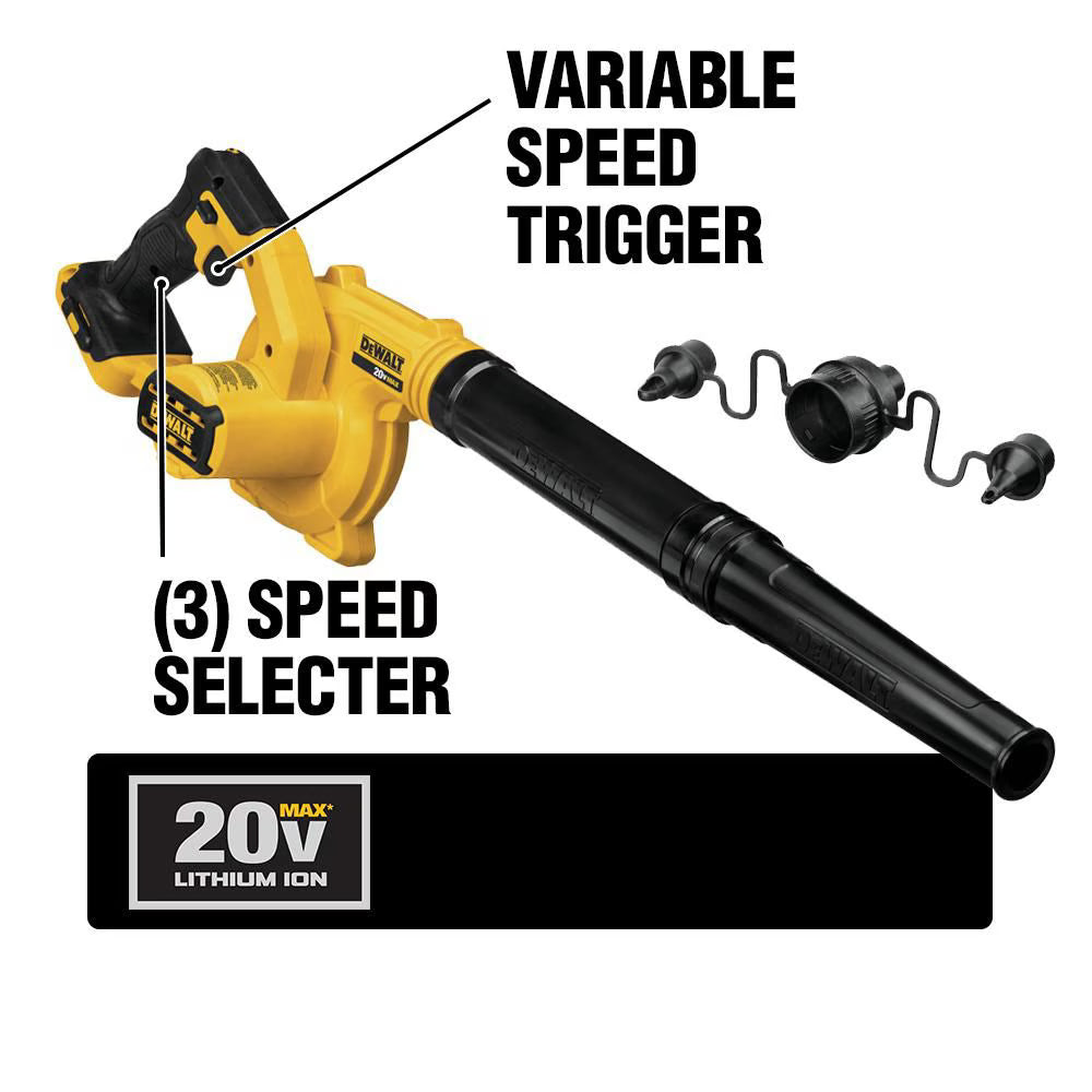 DEWALT DCE100B - 20V MAX Lithium-Ion Cordless 3-Speed Compact Jobsite Blower (Tool-Only)